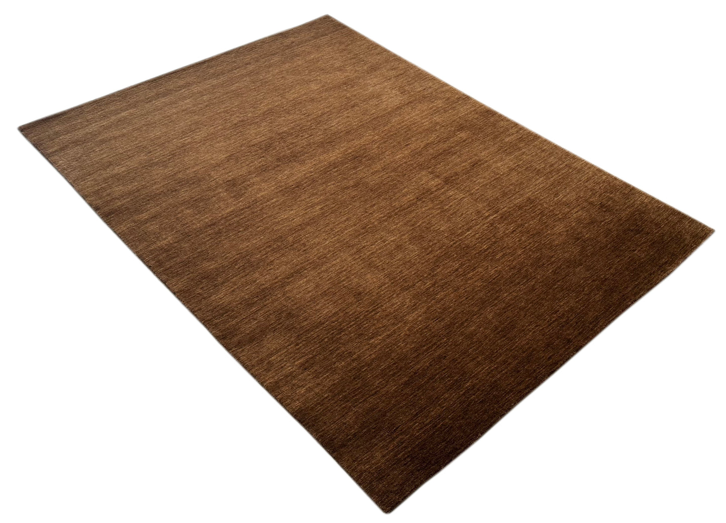 Braun Gabbeh Teppich Uni 100% Wolle Orientteppich Handgewebt Loom Brücke AN3