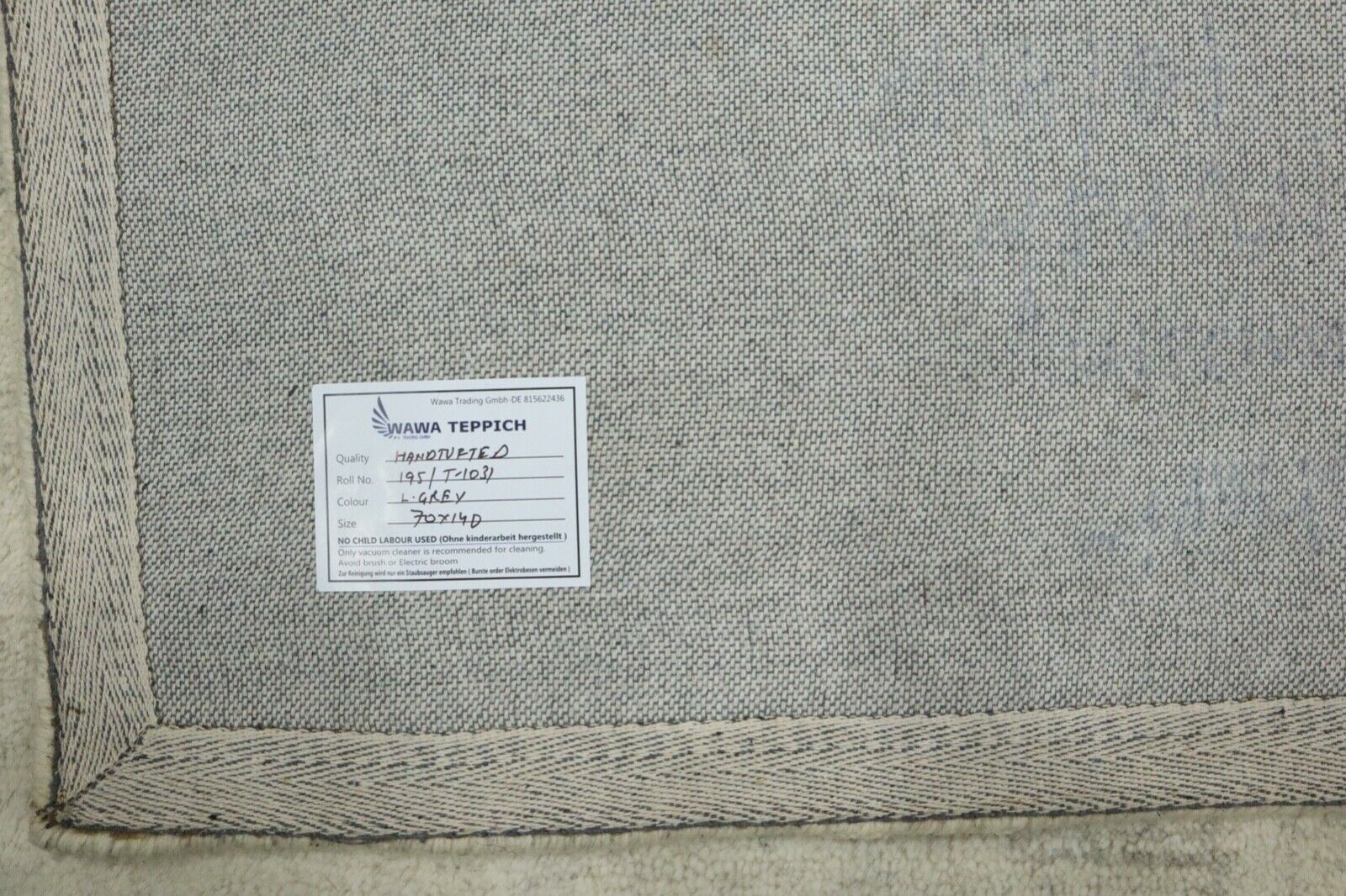 Gabbeh Teppich 100% Wolle 70X140 cm Handarbeit Beige Handgetuftet T1031