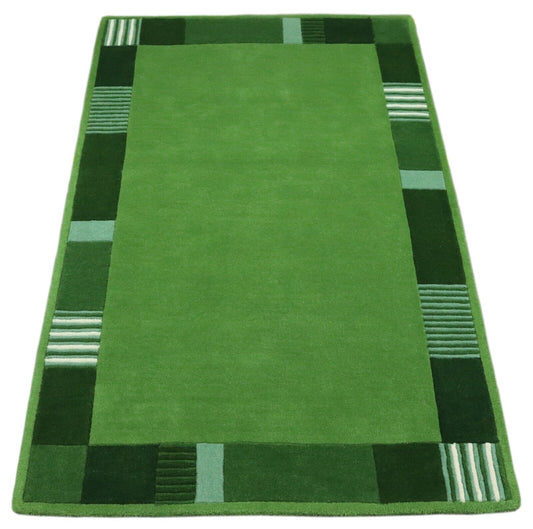 Grün Orient Teppich 100% Wolle 120X180 cm Handarbeit Handgetuftet T974