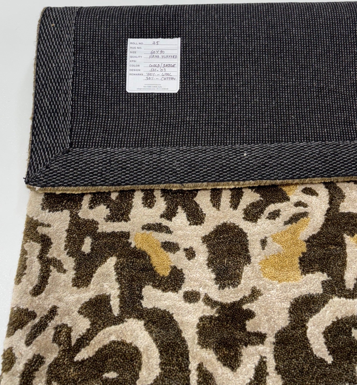 Handgetufteter Teppich 60x90 cm Gold Beige Braun Modern 80% Wolle Design R95