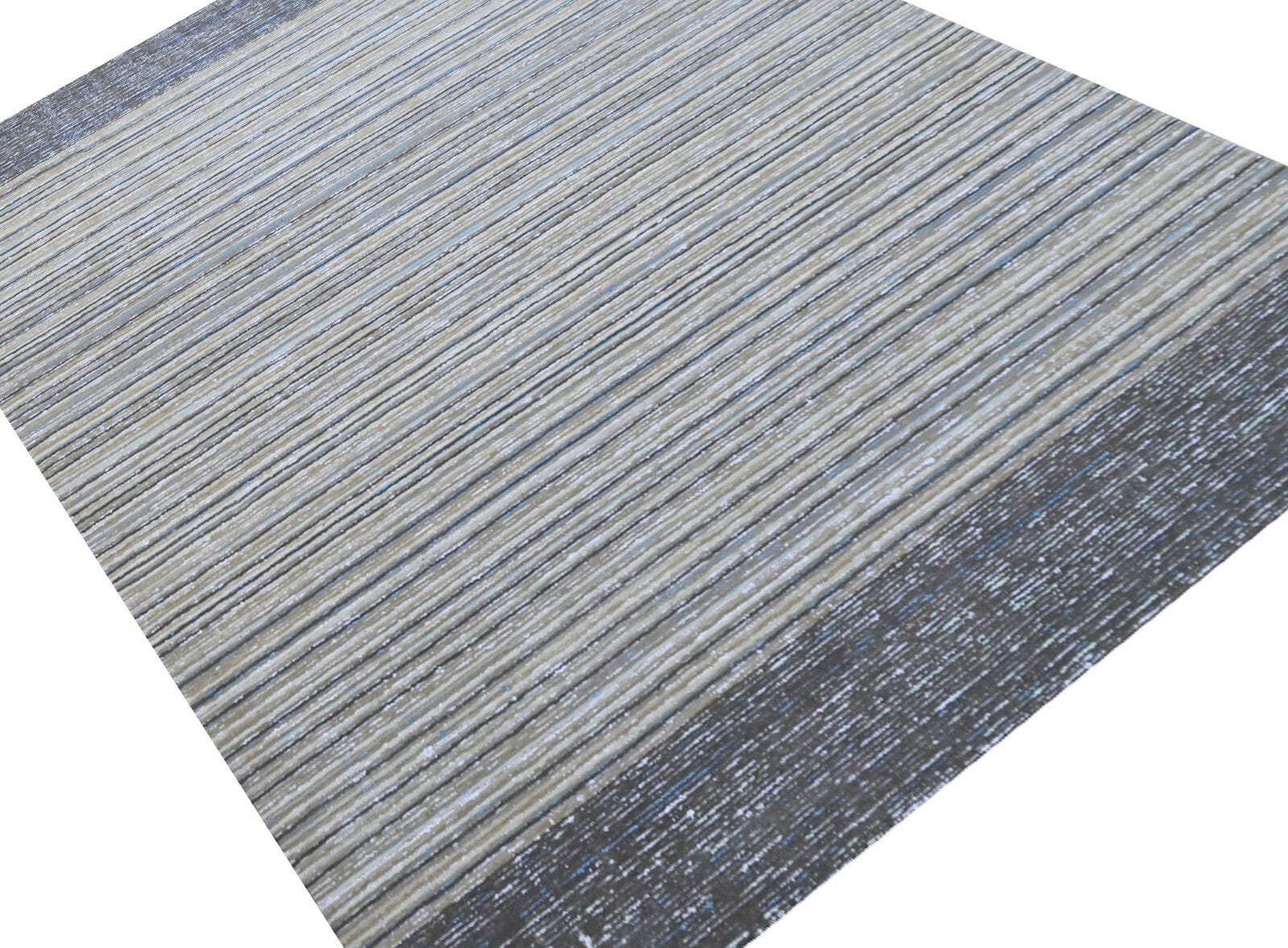 Handgewebter Teppich 240x300 Silber Glanzoptik Wolle Wohnzimmer SH213
