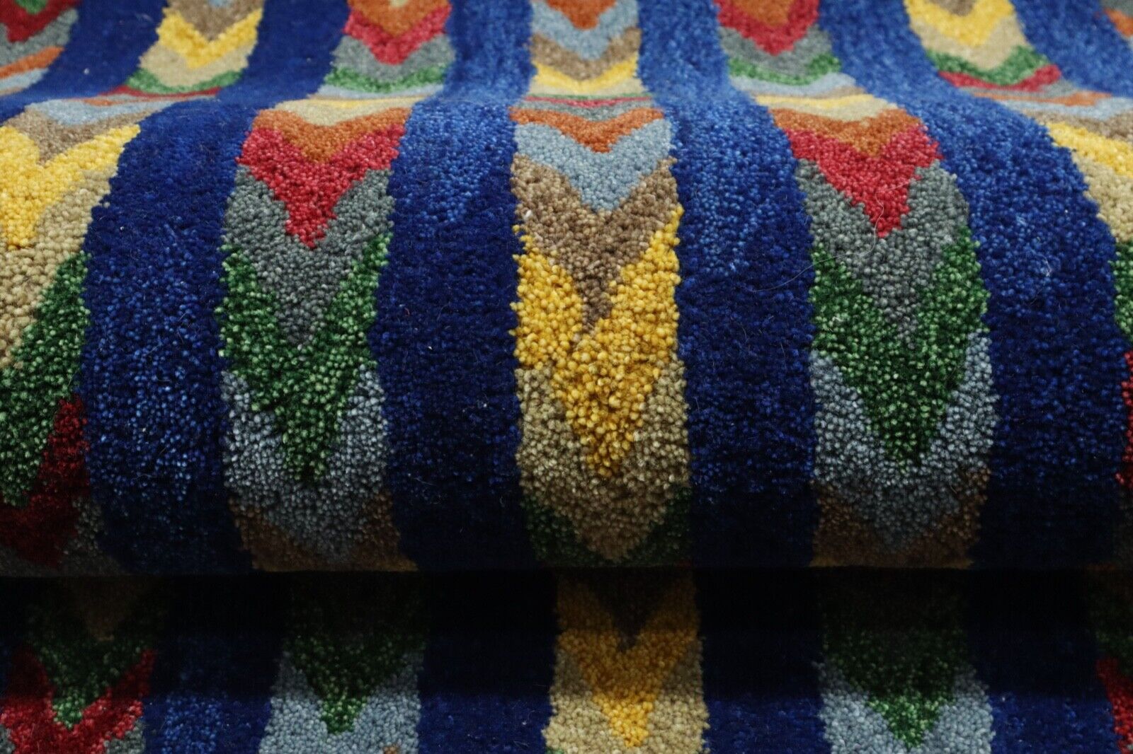 Gabbeh Teppich 100% Wolle 70X140 cm Handarbeit Blau Handgetuftet T1002