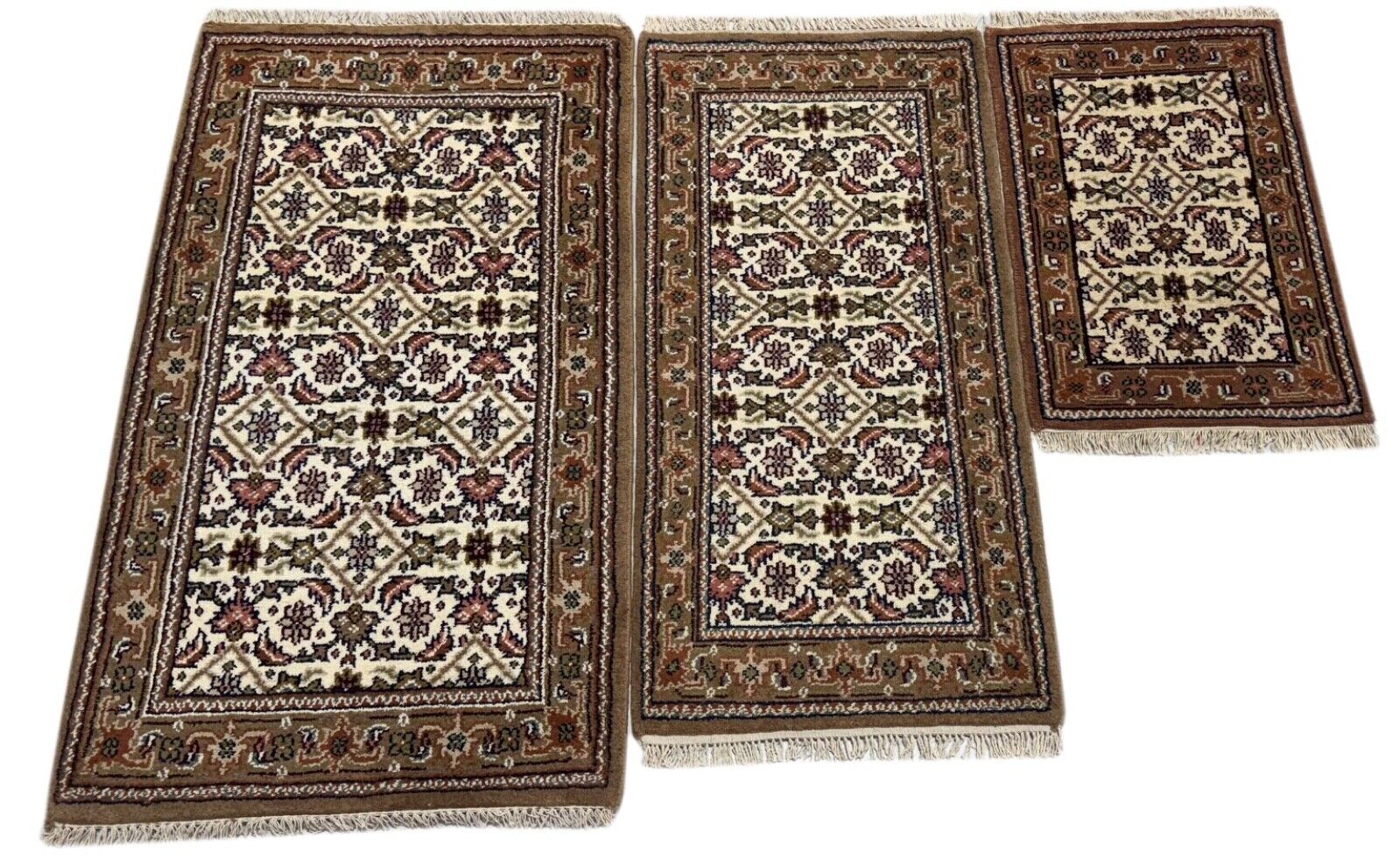 Herati Handgeknüpft Teppich 100% Wolle Orientteppich Beige Braun