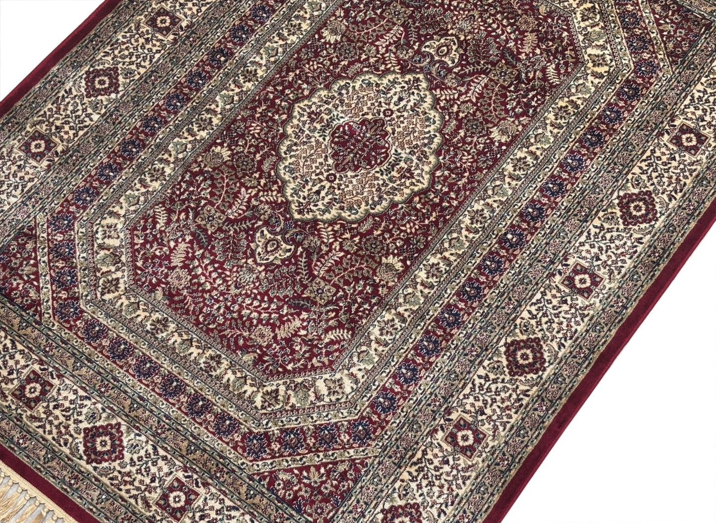 Kashmir Design Orientteppich 150x210 cm Viskose Seidenglanz Rot/Beige M53R