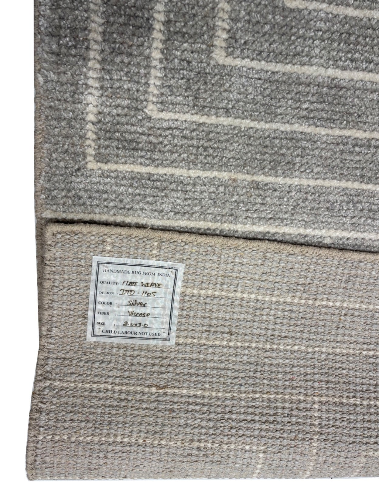 Handgeknüpfter Teppich 60x90 Wolle Viskose Silber Modernes Design D1105