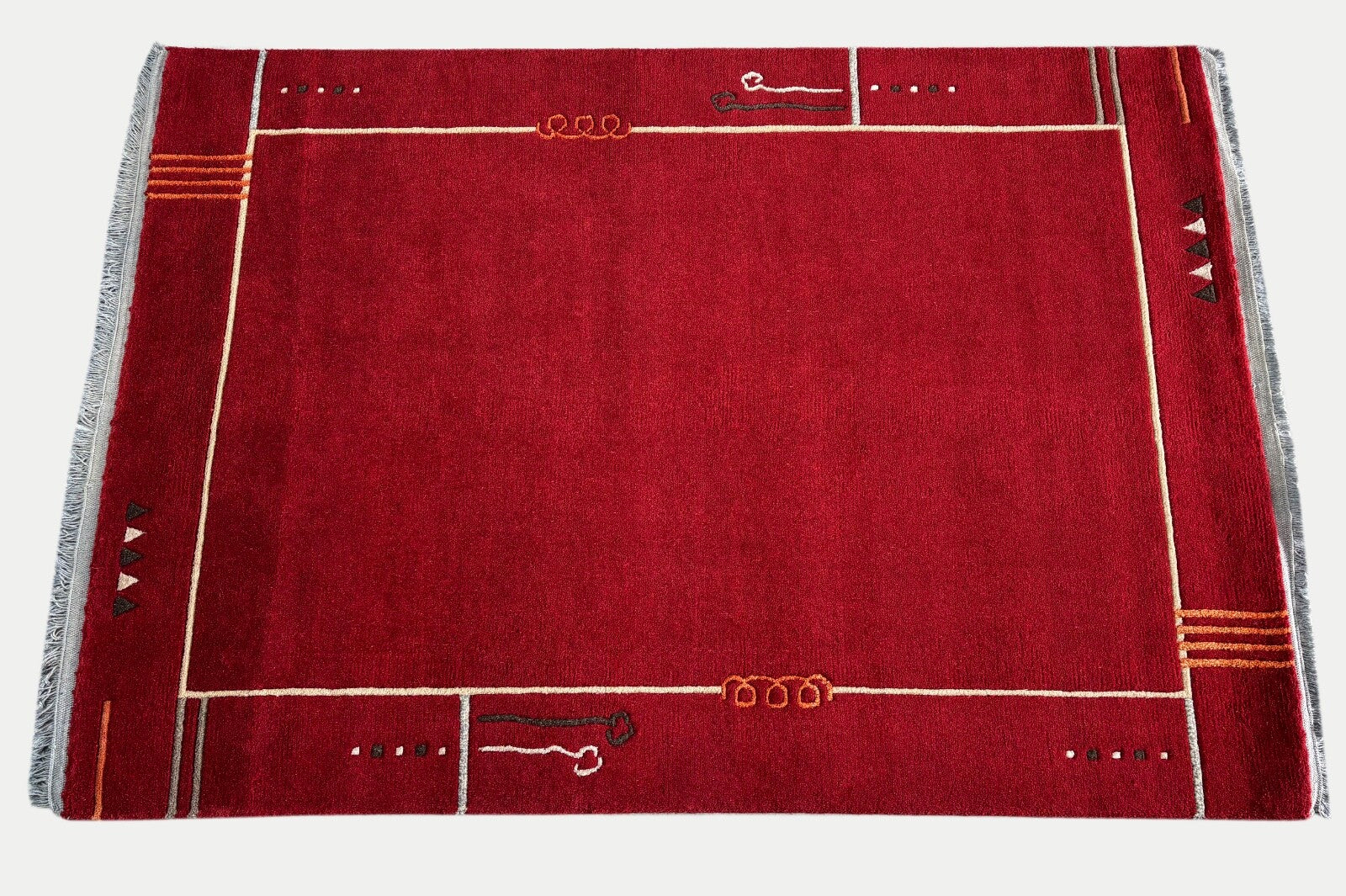 Rot Teppich Indo Nepal Handgeknüpft 100% Wolle 160X230 cm Orientteppich R55B