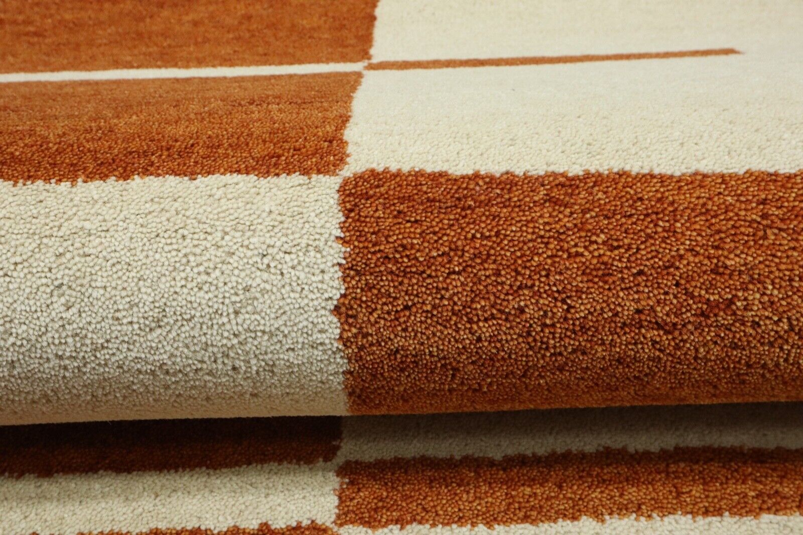 Tappeto in terracotta, 100% lana, 70x140 cm, fatto a mano, beige, annodato a mano, T1025