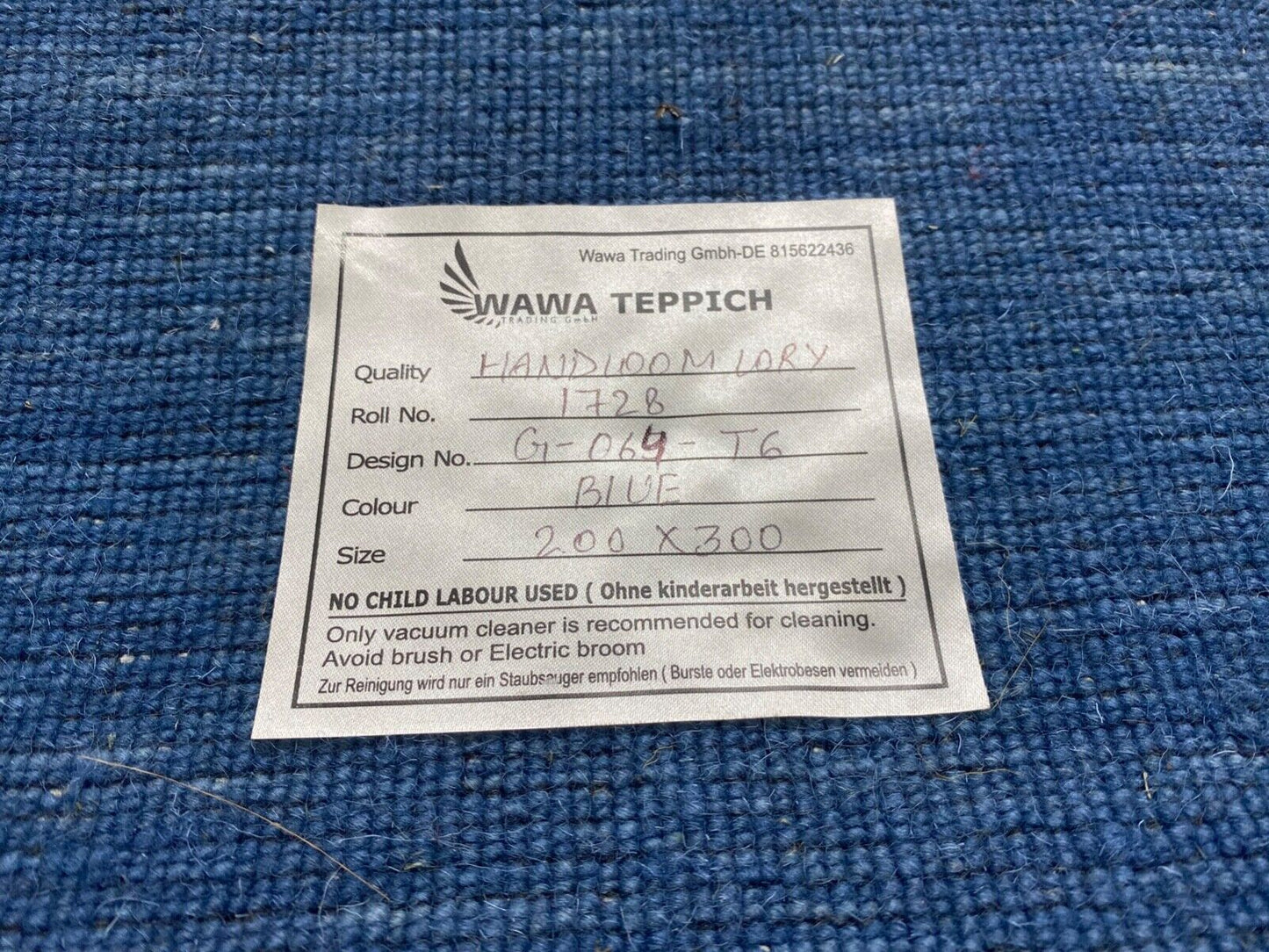 Rund Gabbeh Blau Teppich 200x200 cm Handgewebt 100% Wolle Lori G64T6