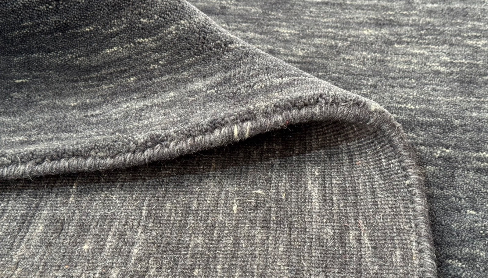 Teppich 100% Wolle 170x240 cm Handgewebt Gabbeh Anthrazit Grau Blau schwarz PB1