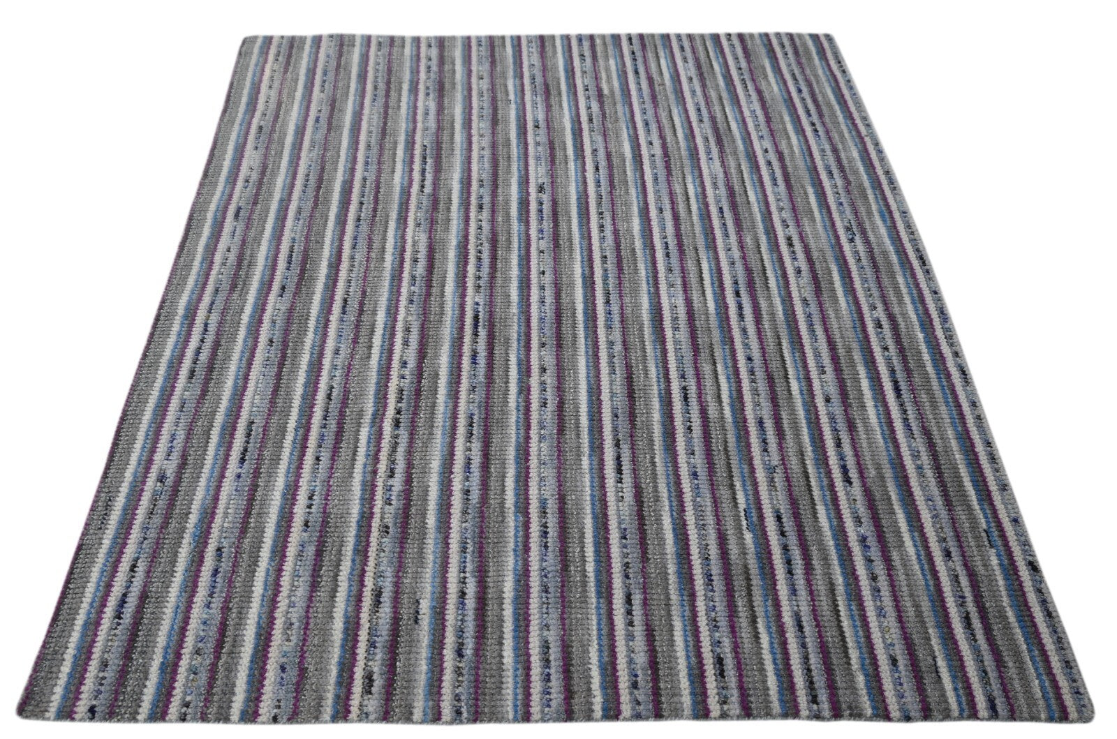 Handgewebter Teppich 150x240 Multi-Grau Glanzoptik Wolle Wohnzimmer SH270