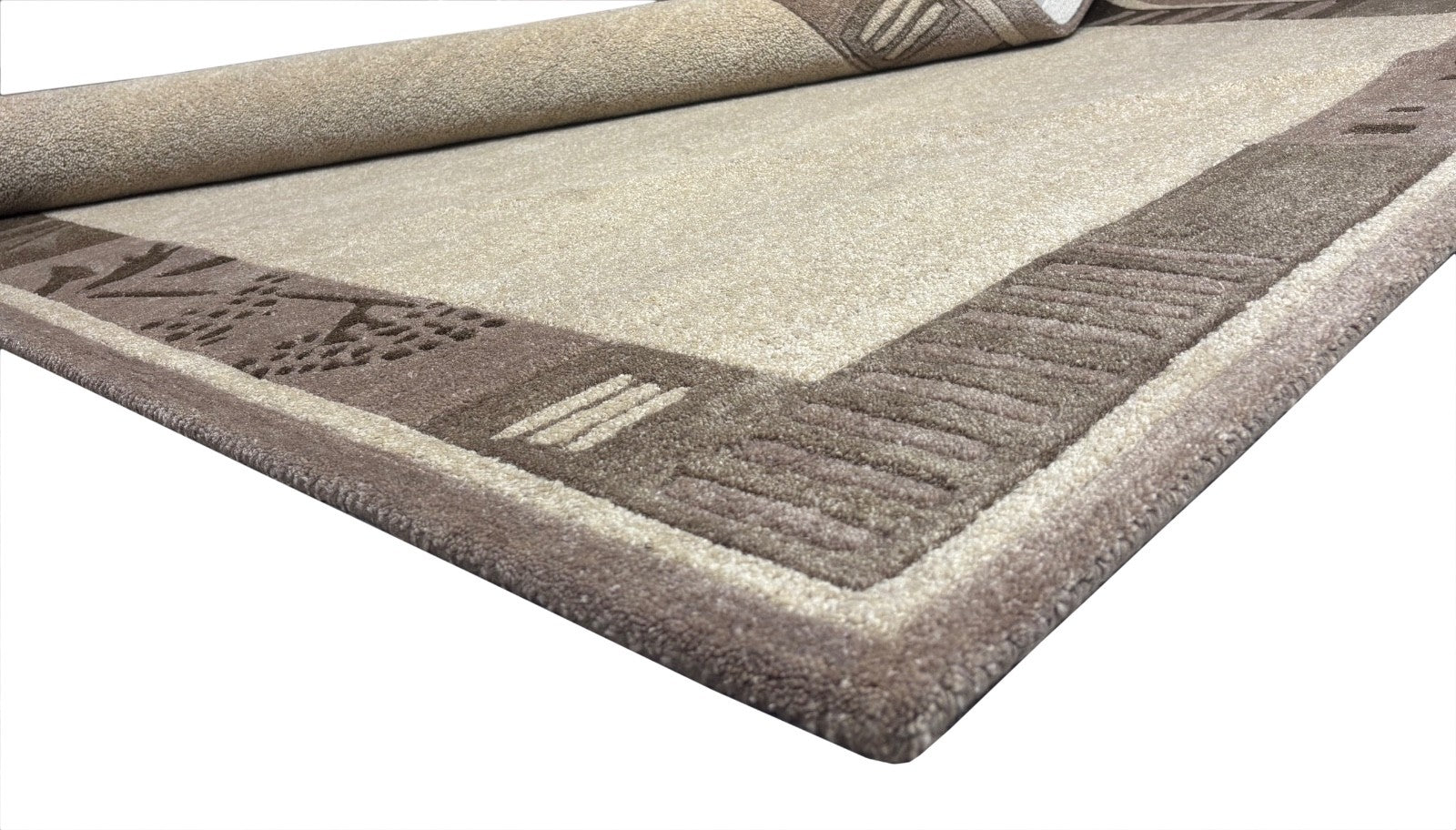 Beige Teppich Wolle Braun 160X230 cm Handarbeit Handgetuftet HT200