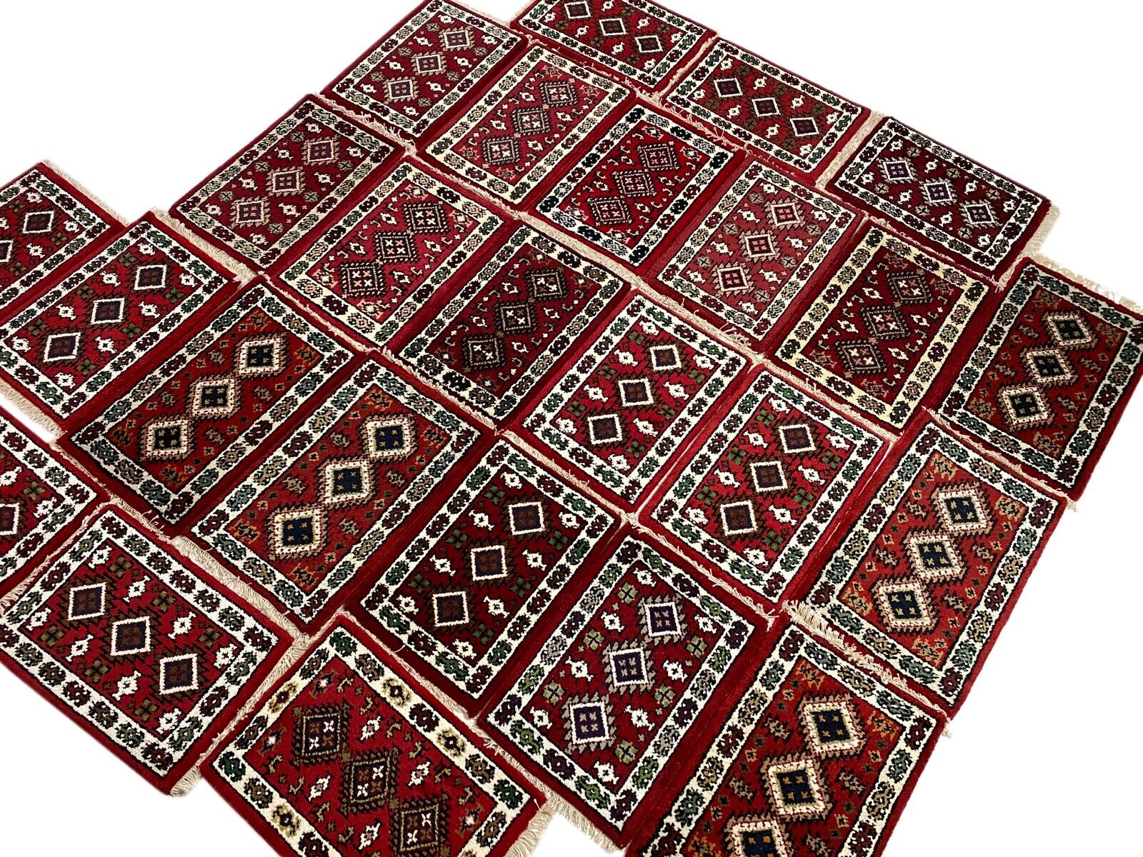 Fussmatten Brücke 40X60 CM Handgeknüpft Teppich 100% Wolle Rot