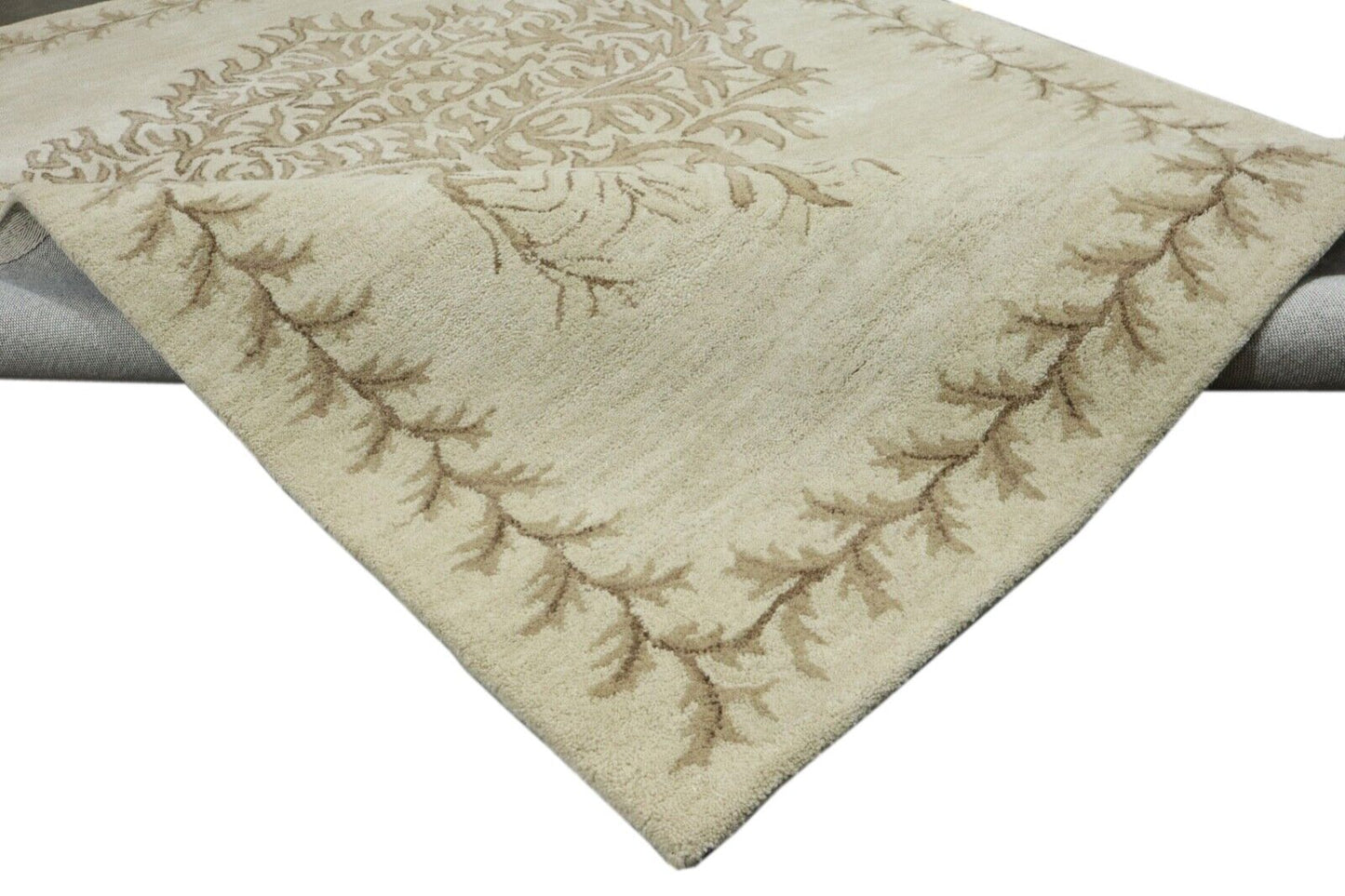 Beige Teppich 100% Wolle 160X230 cm Handarbeit Handgetuftet T937