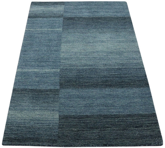Teppich 100% Wolle 120X180 cm Handarbeit Hell Blau Handgetuftet T965