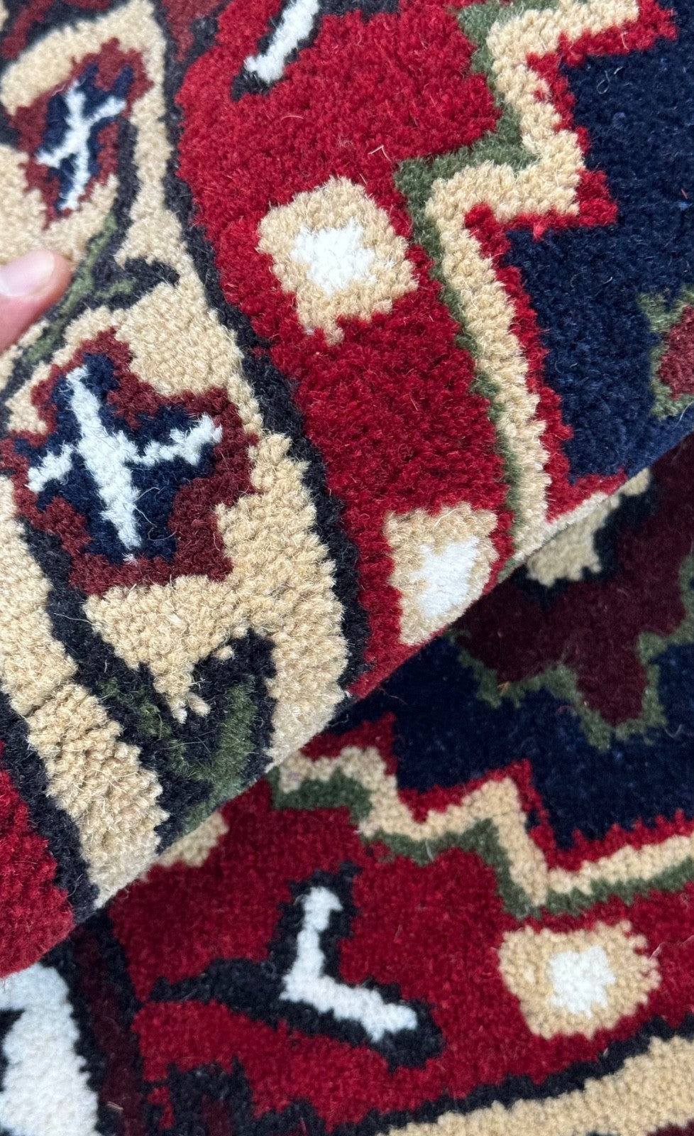 Wollteppich 40x60 Rot Beige Oriental Handgemacht TĂĽrvorleger Fussmatte HT372R