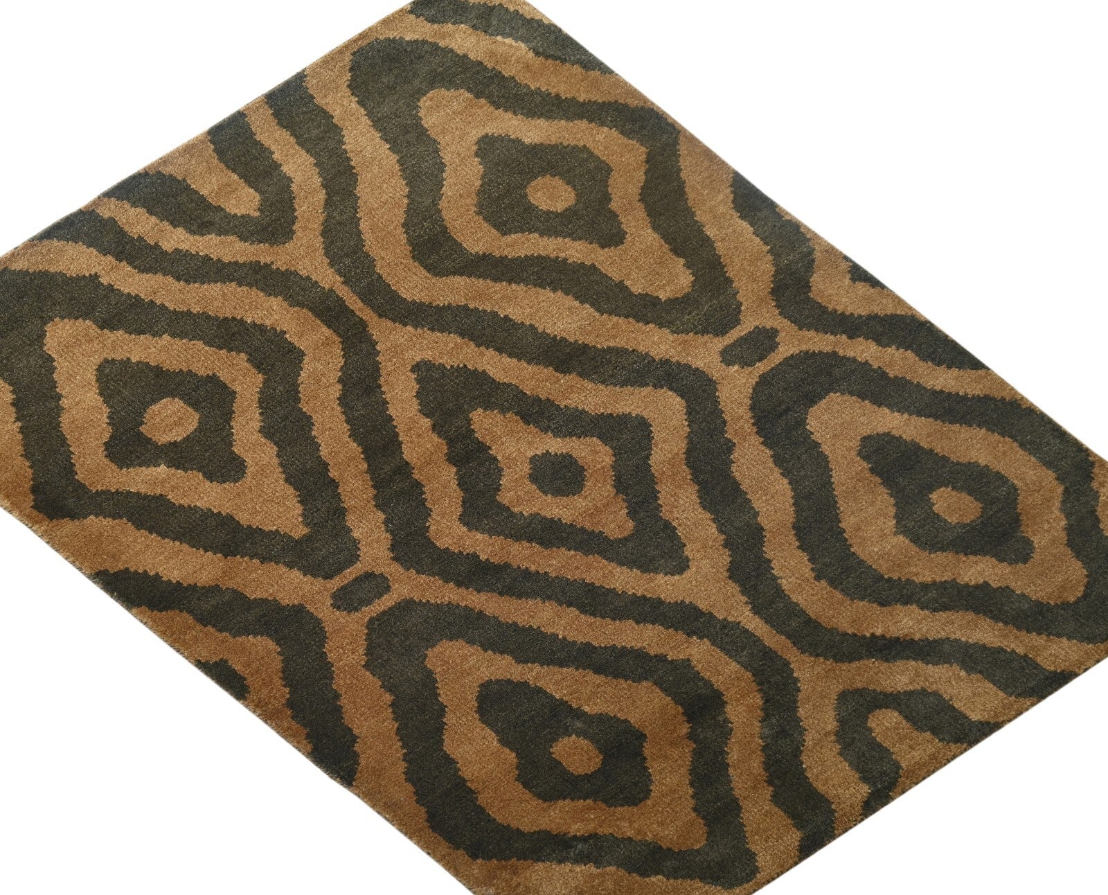 Modernes Handgeknüpfter Wolle 120x180 Vintage Gold Wohnzimmer Teppich SH162