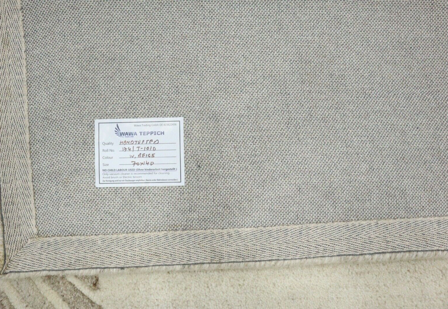 Gabbeh Teppich 100% Wolle 70X140 cm Handarbeit Grau Beige Handgetuftet T1010