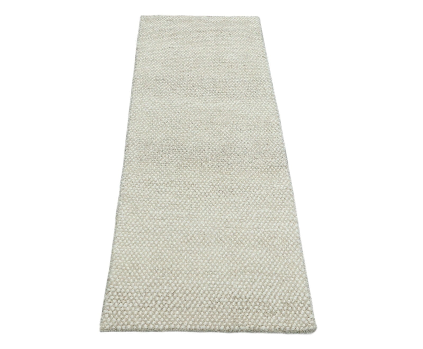 Silber Design Teppich Läufer 100% Wolle Handgewebt Beige Creme Weich D727
