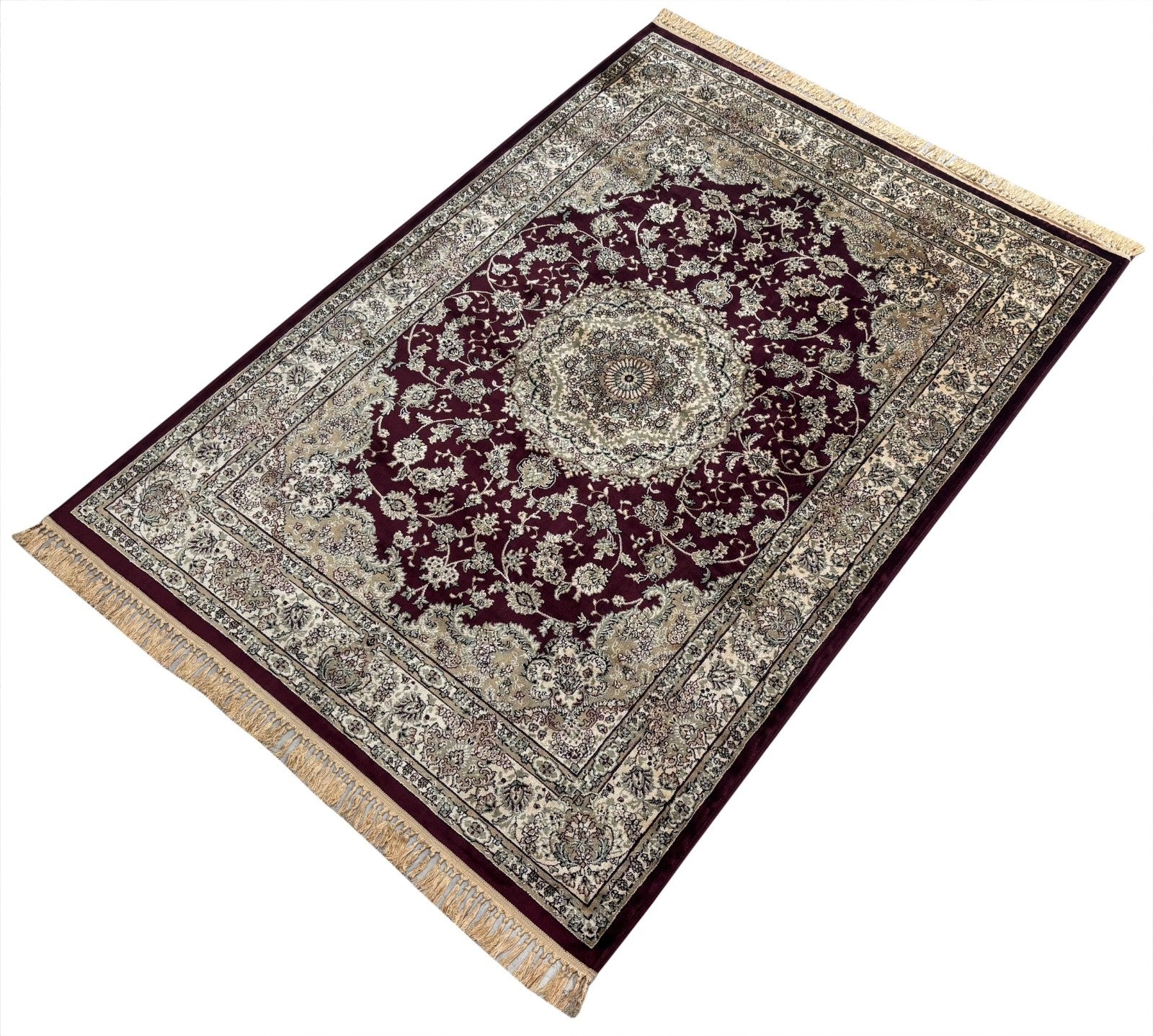 Kashmir Design Orientteppich 150x210 cm Viskose Seidenglanz Kastanienbraun M67M