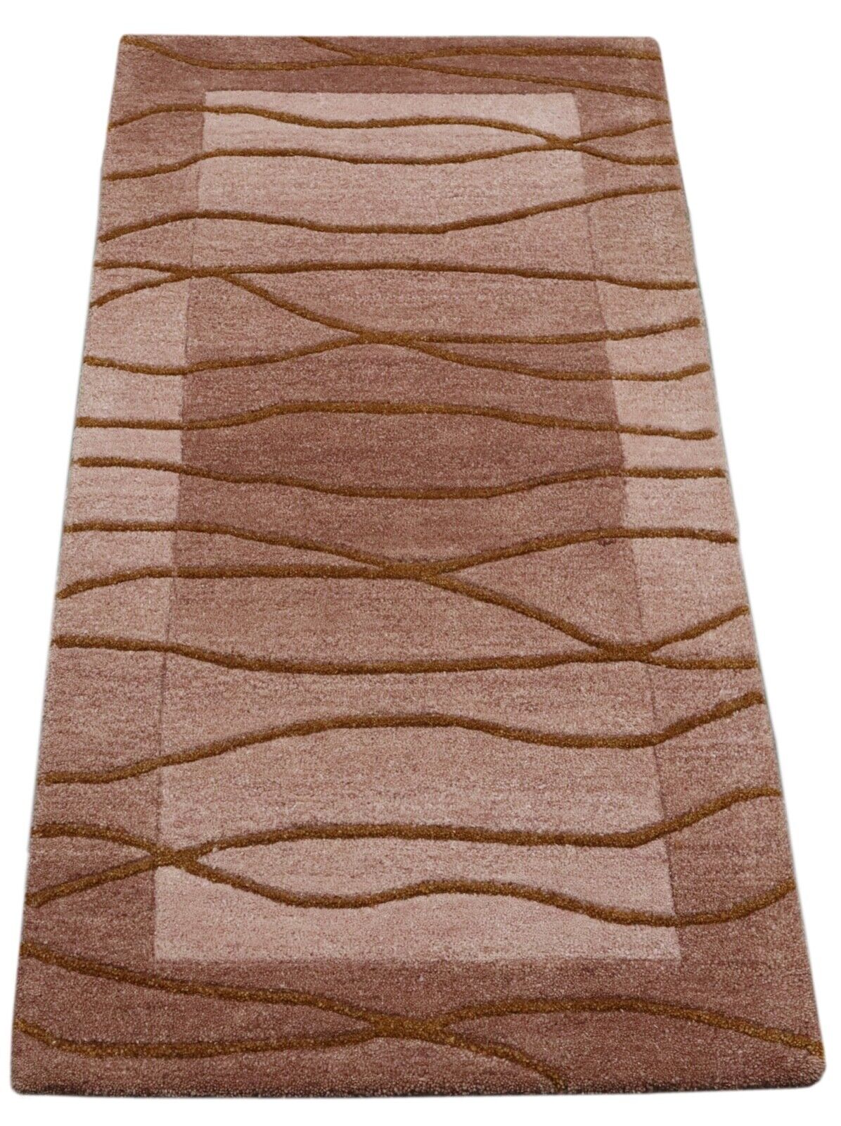 Gabbeh Teppich 100% Wolle 70X140 cm Handarbeit Rosa Handgetuftet T1017