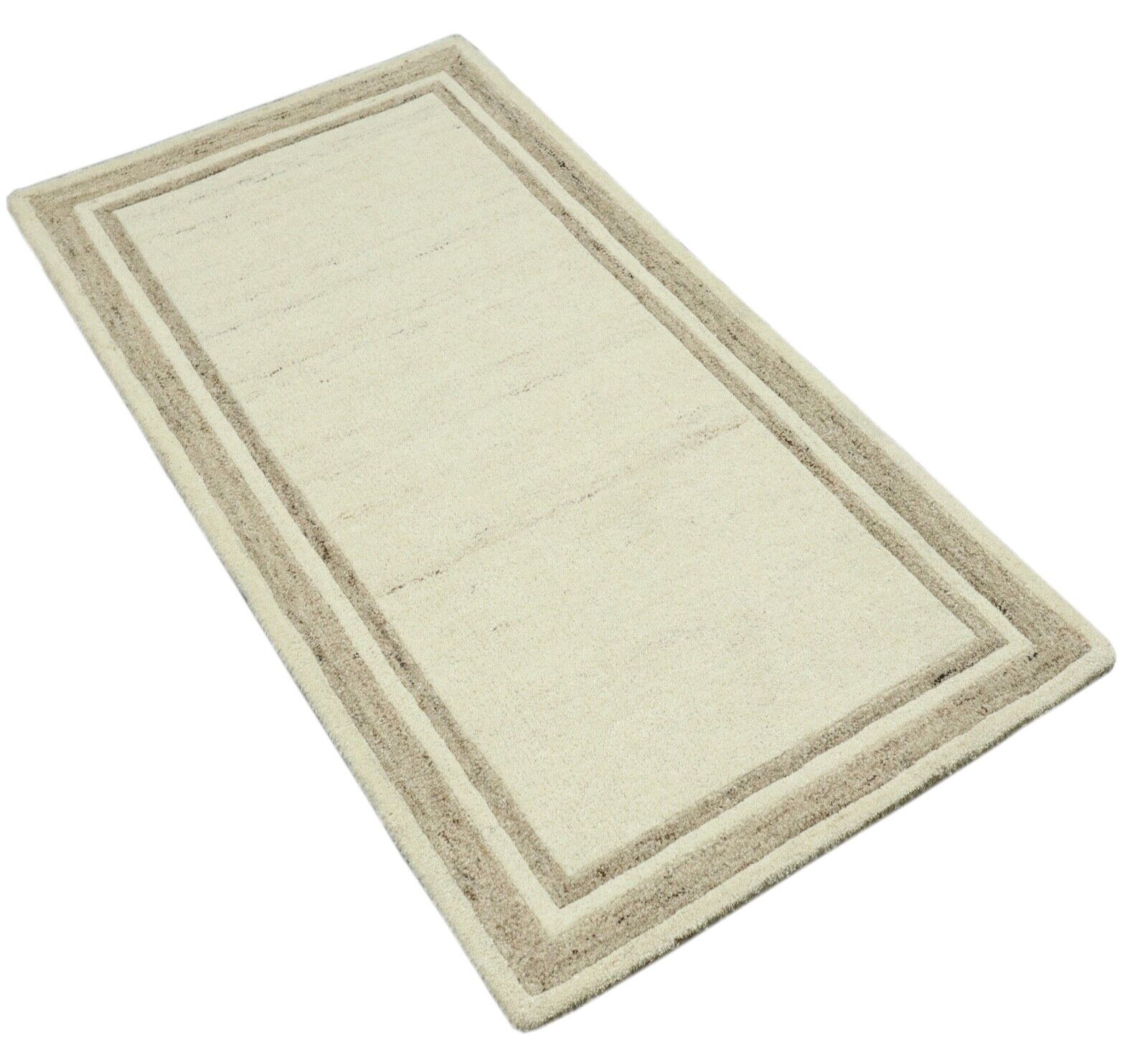 Gabbeh Teppich 100% Wolle 70X140 cm Handarbeit Beige Handgetuftet T1034