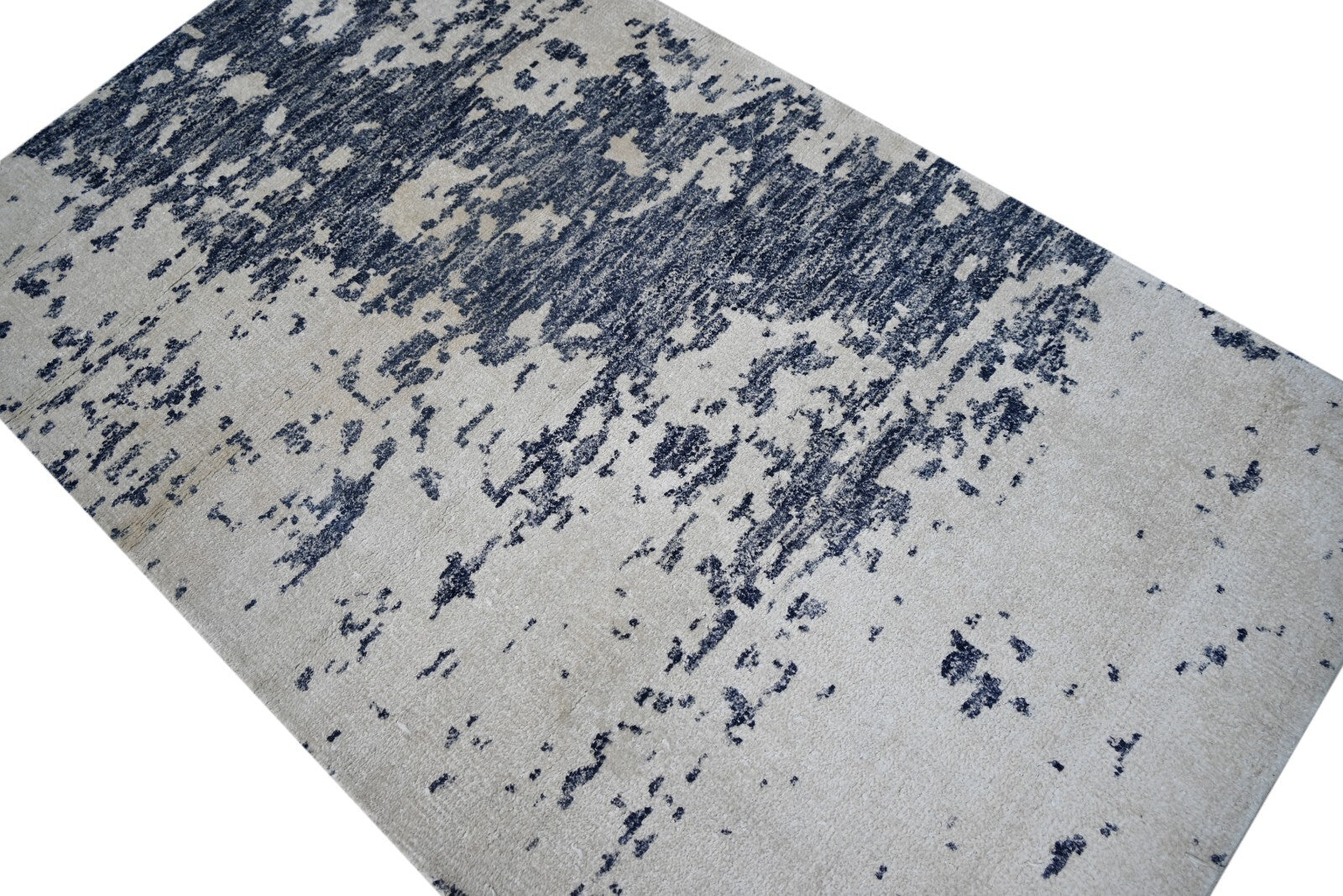 Modernes Handgeknüpfter Bambus 90x150 Vintage Silber Wohnzimmer Teppich SH145