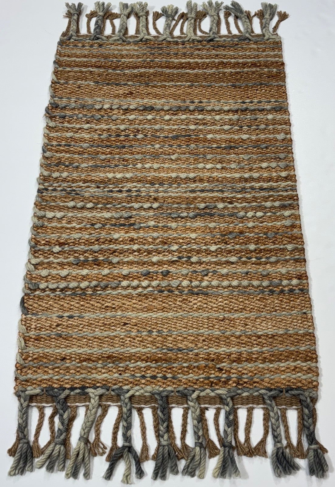 Handgewebter Jute-Teppich 60x90 cm – Naturlook mit rustikalem Flair D528