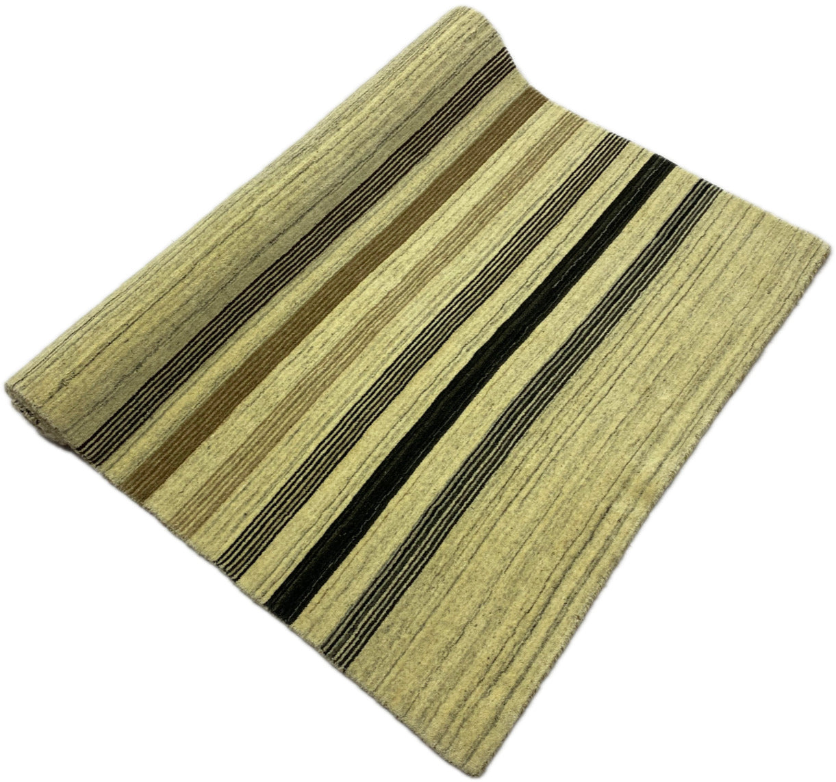 Gabbeh Teppich 100% Wolle Beige Schwarz lori Handgewebt 120x180 cm S198