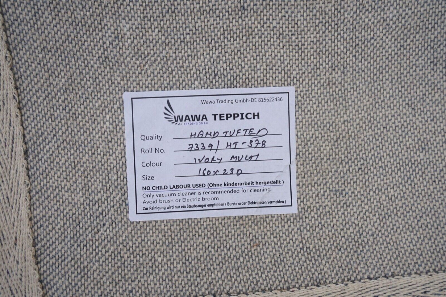 160X230 cm Teppich 100% Wolle Orientteppich Handgetuftet HT378