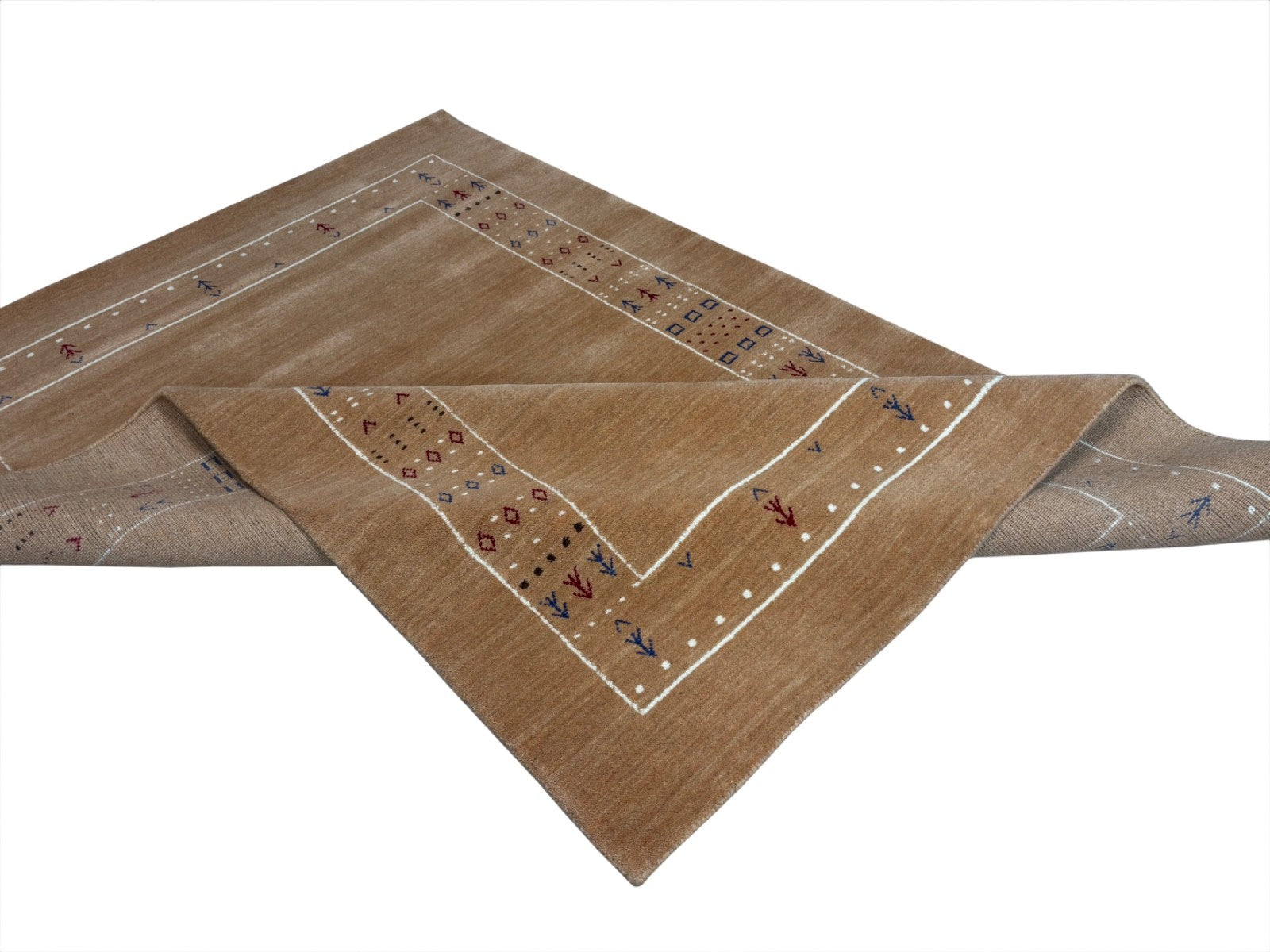 Gabbeh Teppich 140x200 cm Handgewebt 100% Wolle Peach Caramel Orient Modern ac1