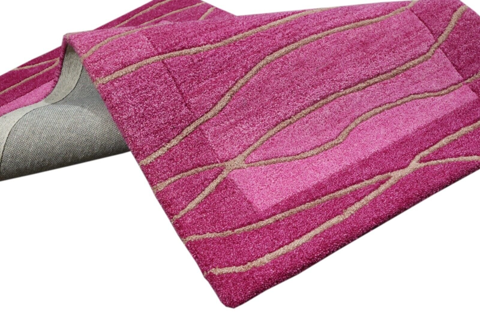 Gabbeh Teppich 100% Wolle 70X140 cm Handarbeit Rosa Handgetuftet T1022