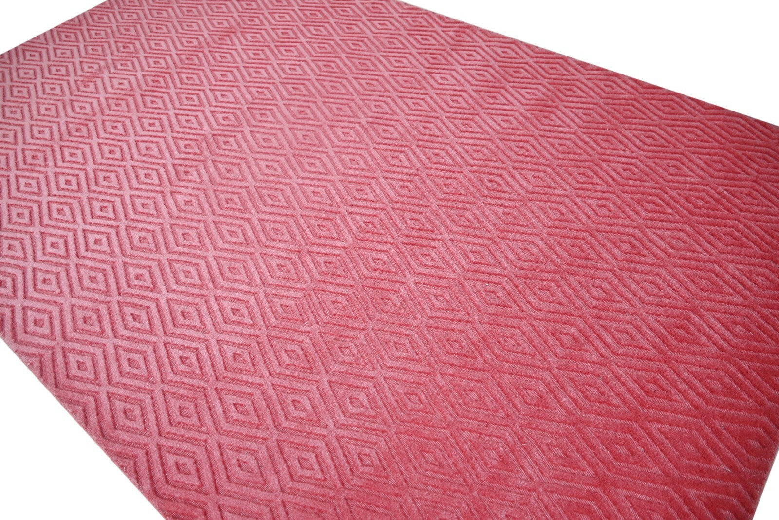 Handgeweven vloerkleed 150x240 cm, rode wol, glanzende afwerking, woonkamer SH131