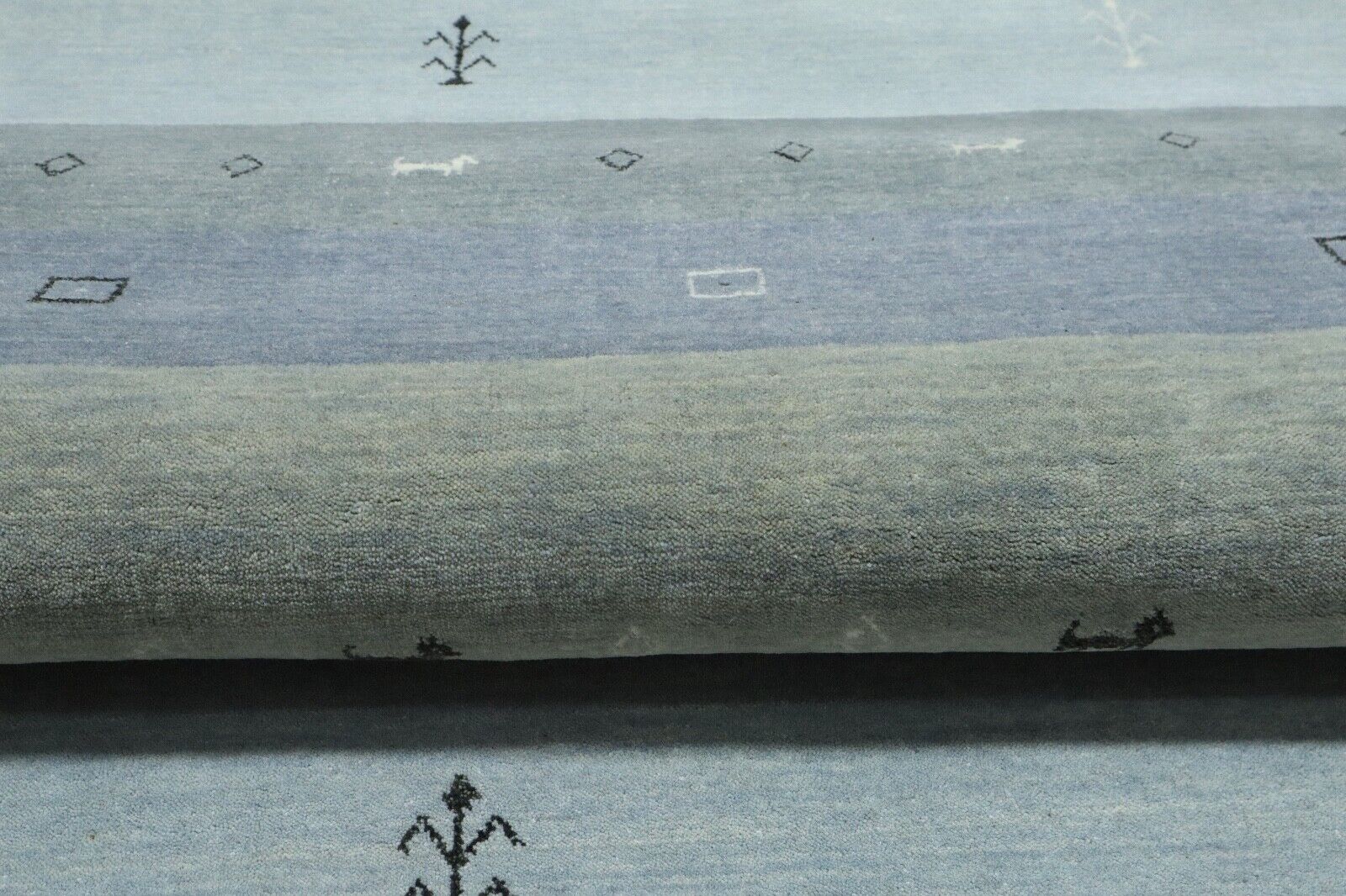 Gabbeh kilimas, pilkai mėlynas, 100 % vilna, 170 x 240 cm, rytietiškas, rankomis austas, Lr1042