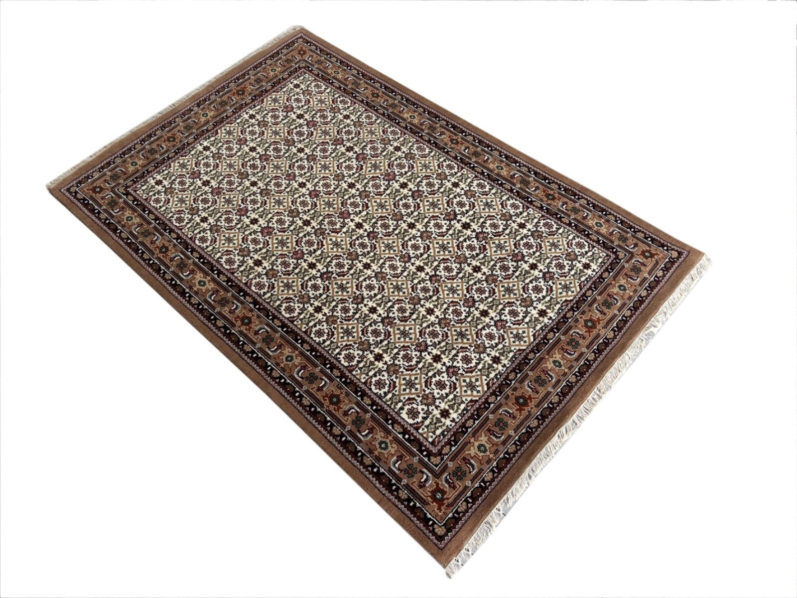 Orientteppich Herati 250x350 cm Handgeknüpft Beige Braun Unikat Teppich in Wolle