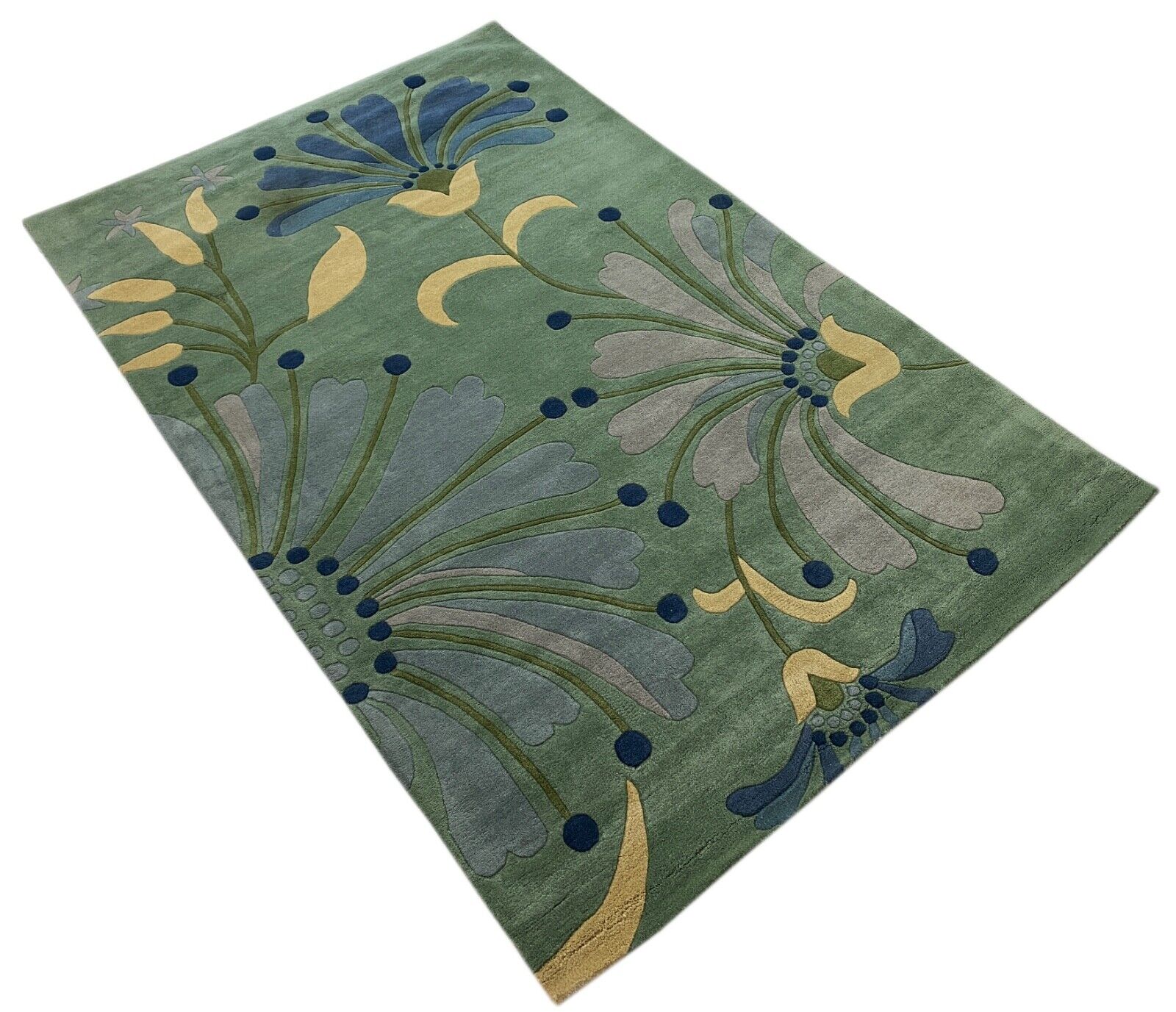 Mint Grün Teppich 100% Wolle Handarbeit Blatt Orientteppich 245X300 CM MA135