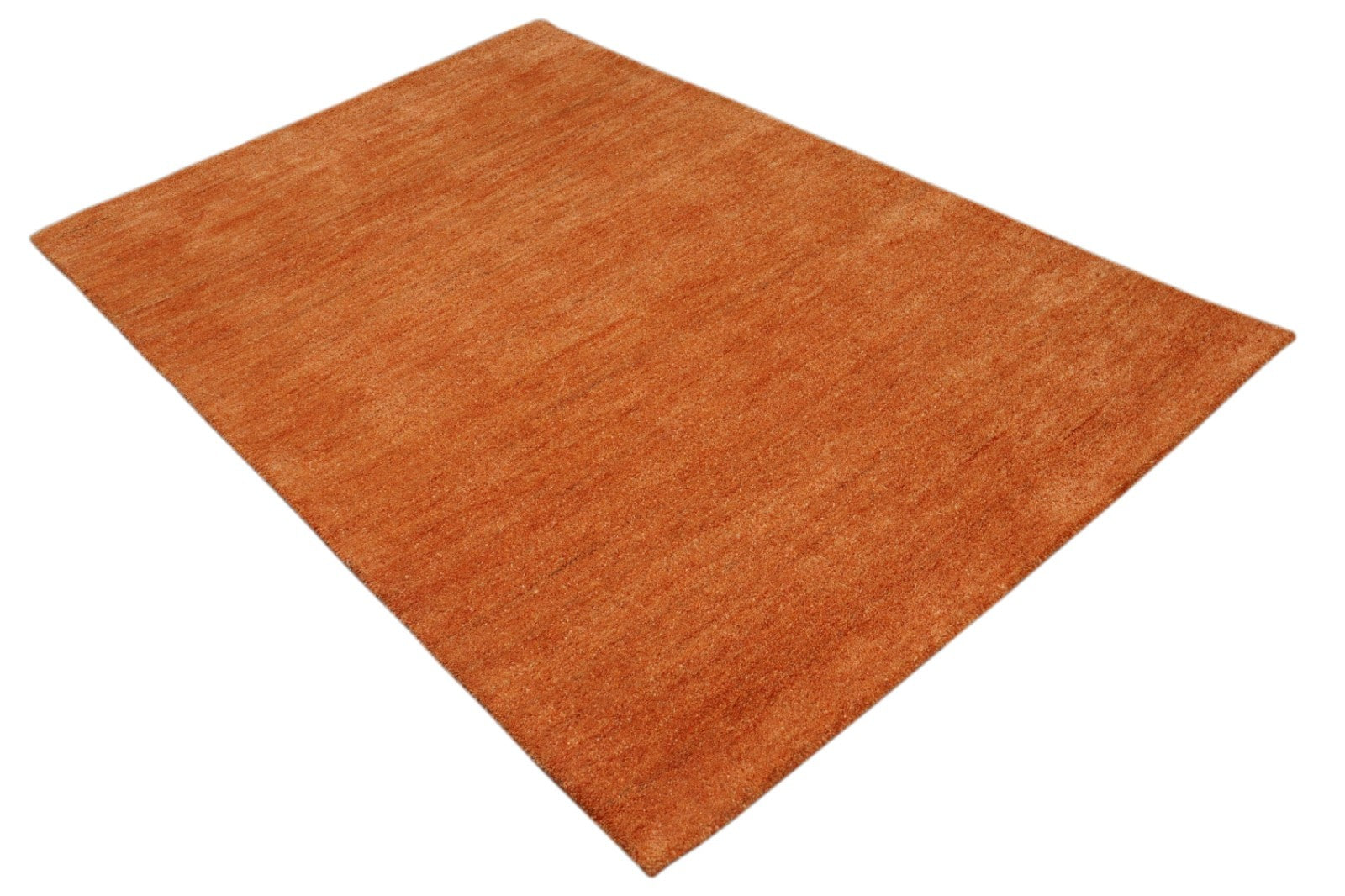 Gabbeh Teppich 100% Wolle Orange Uni Farbe 120x180 cm Handgemacht PL23