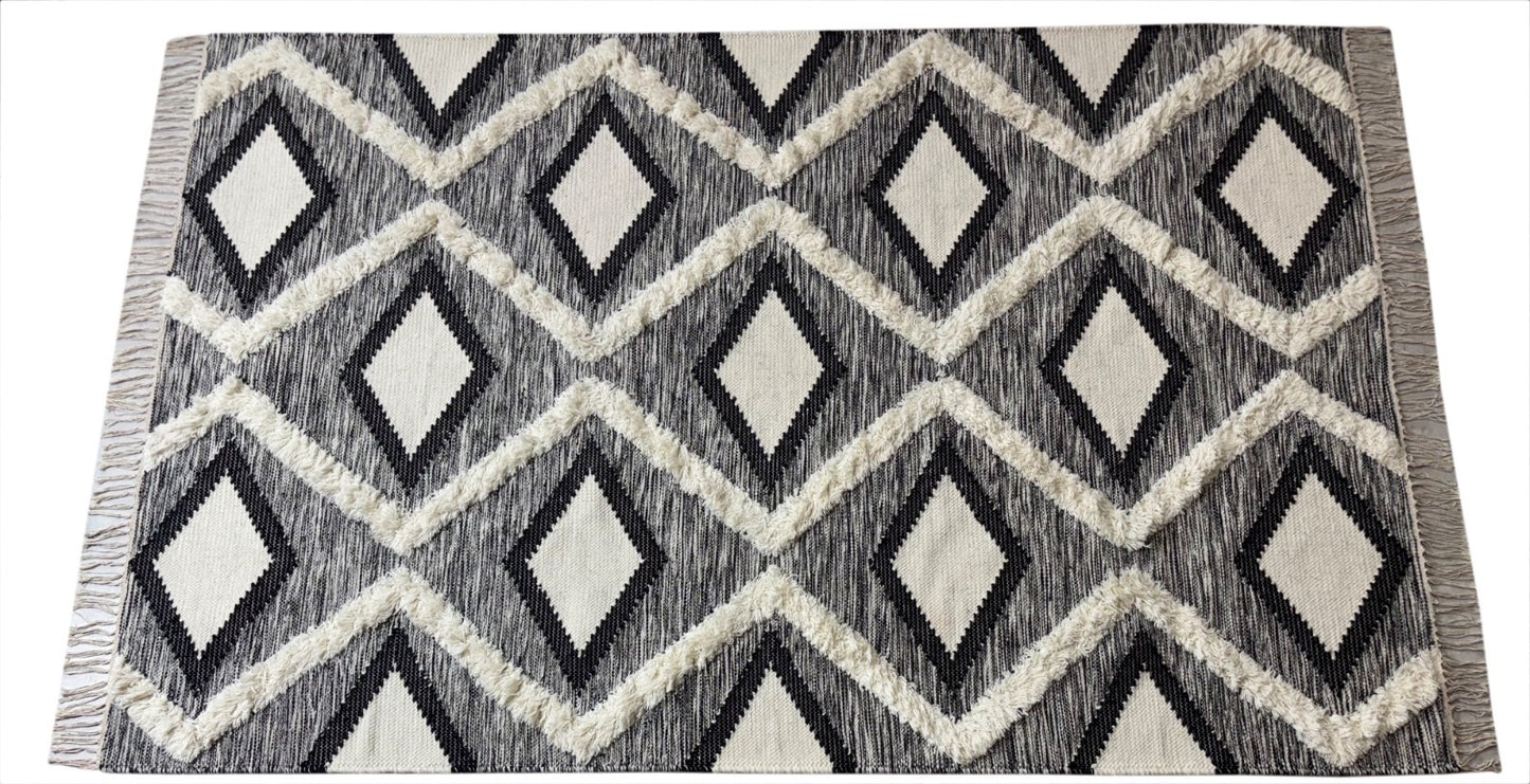 Kilim Teppich Handgewebt Wolle Beige Wohnzimmer Esszimmer 155x240 cm