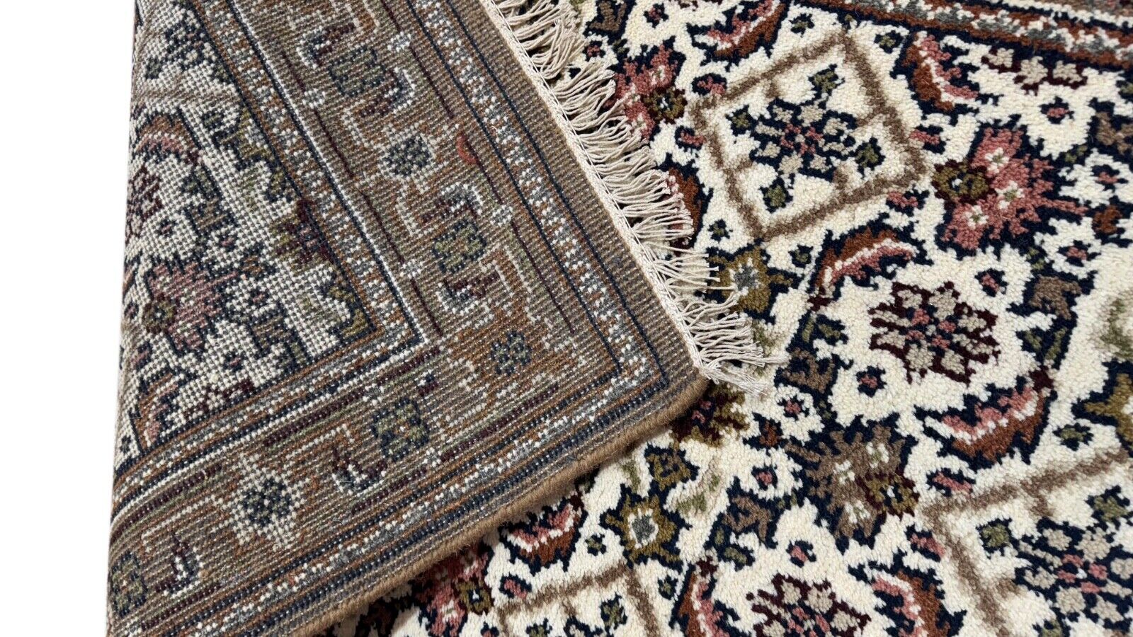 Herati Handgeknüpft Teppich 100% Wolle Orientteppich Beige Braun