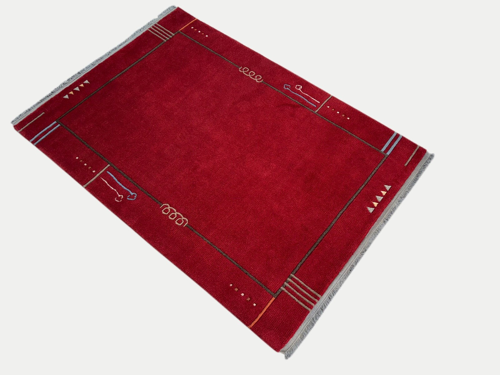 Rot Teppich Indo Nepal Handgeknüpft 100% Wolle 160X230 cm Orientteppich R21B