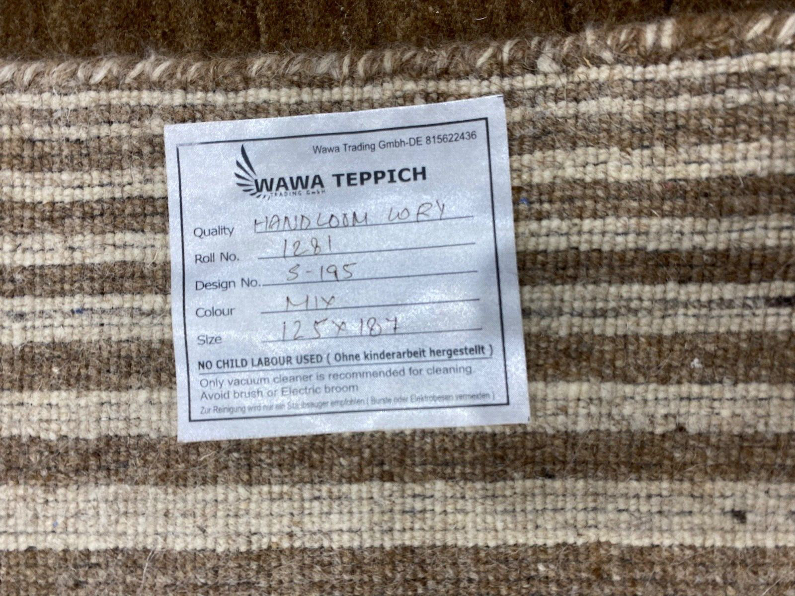 Teppich 100% Wolle Beige braun Gabbeh lori Handgewebt 125x185 cm Naturwolle S195