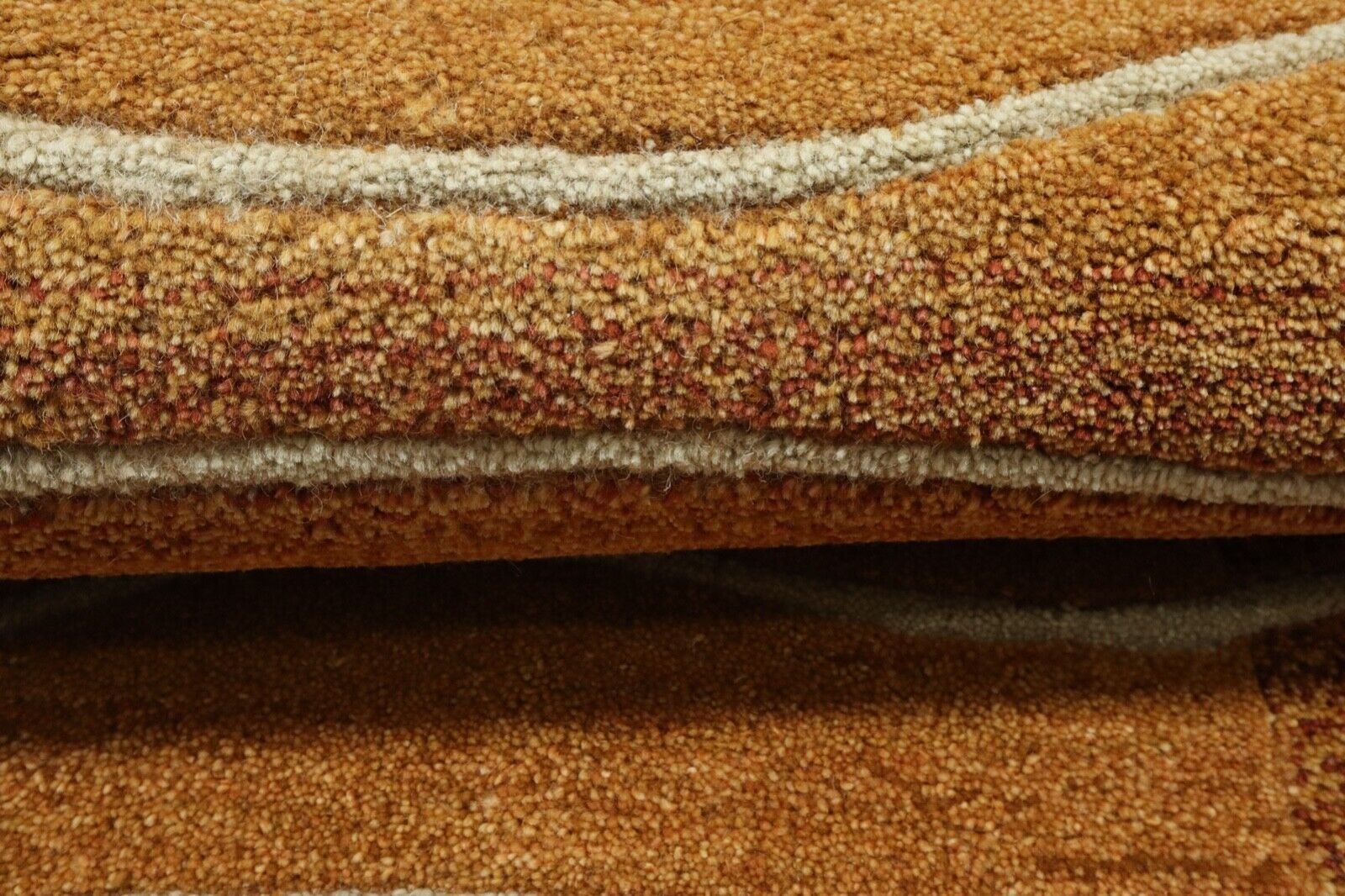 Tappeto 100% lana 70x140 cm Fatto a mano Colore caffè Oro Annodato a mano T1023