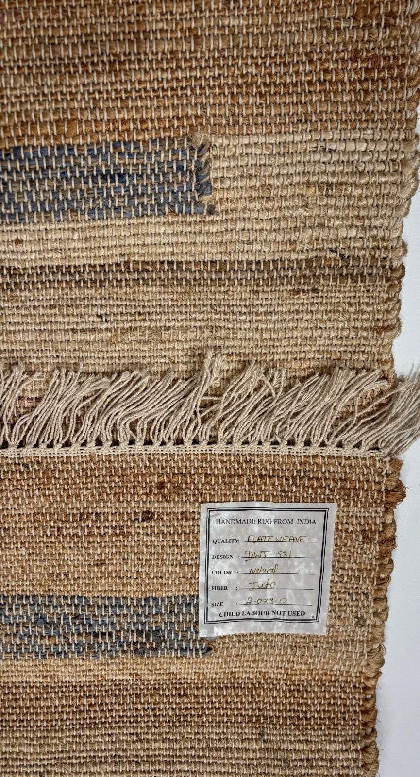 Jute Teppich 60x90 cm – Natur & Ethno Stil mit handgewebtem Muster D531