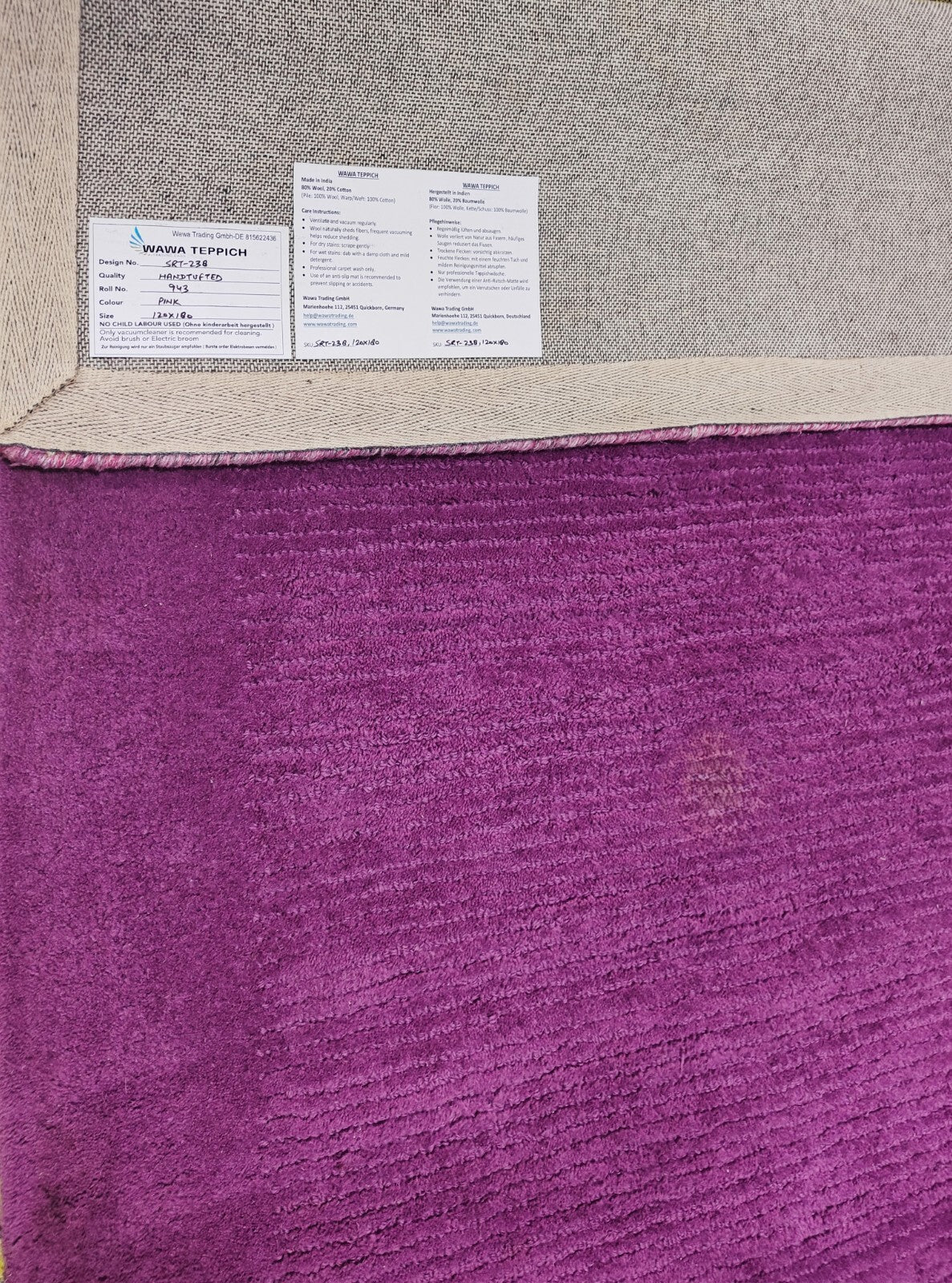 Handgetufteter Wolle teppich 120x180 Lila Modern Wohnzimmer SH238