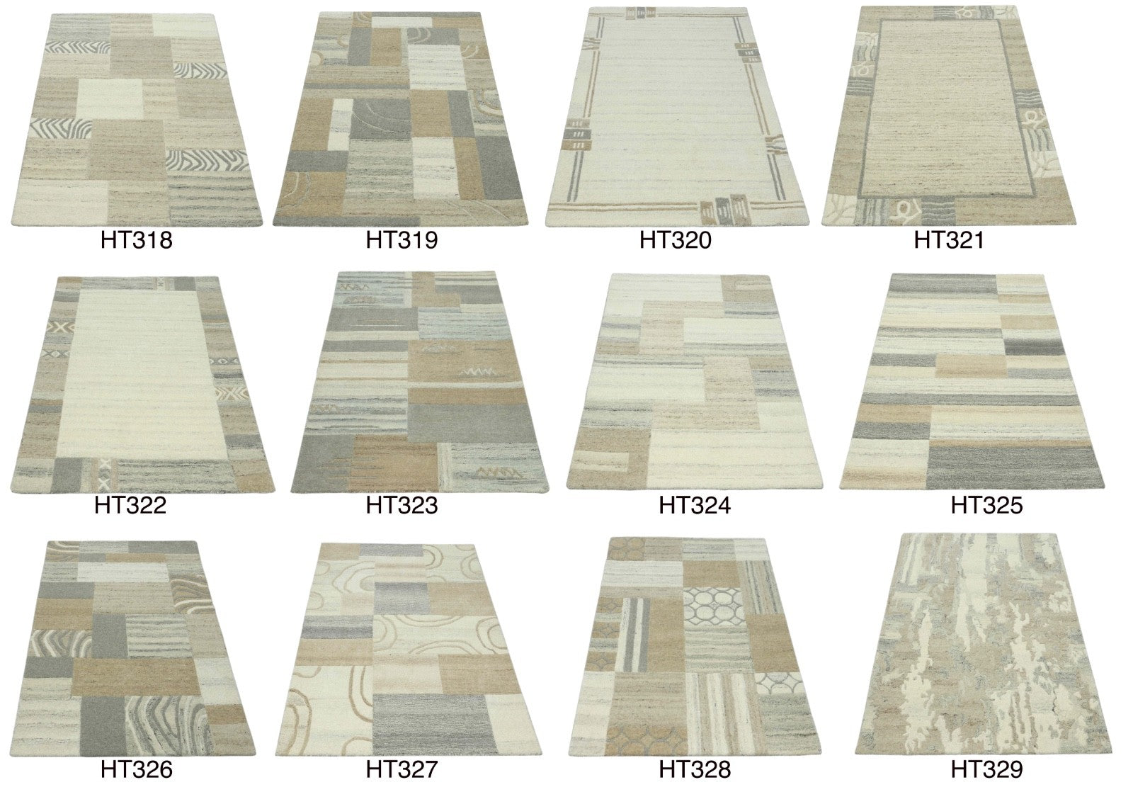 Teppich 100% Natur wolle Ungfärbt, Nepal Handgefertigt Orientteppich 12 Design