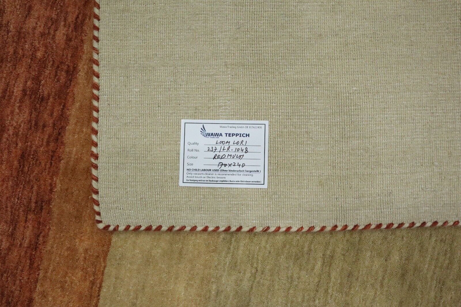 Teppich 100% Wolle 170x240 cm Terrakotta Beige Handgewebt Gabbeh LR1048