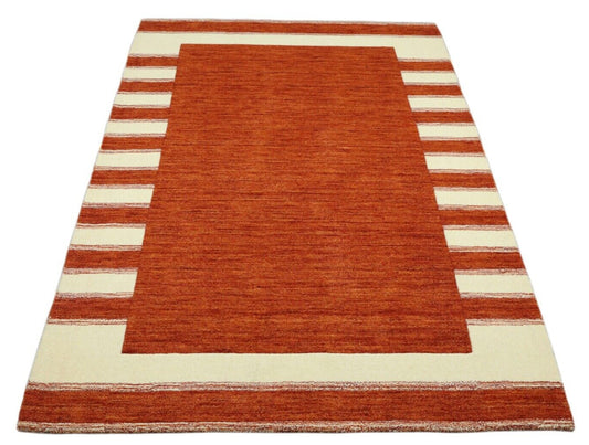 Terrakotta Teppich 100% Wolle Orange 160X230 cm Handarbeit Handgetuftet T928