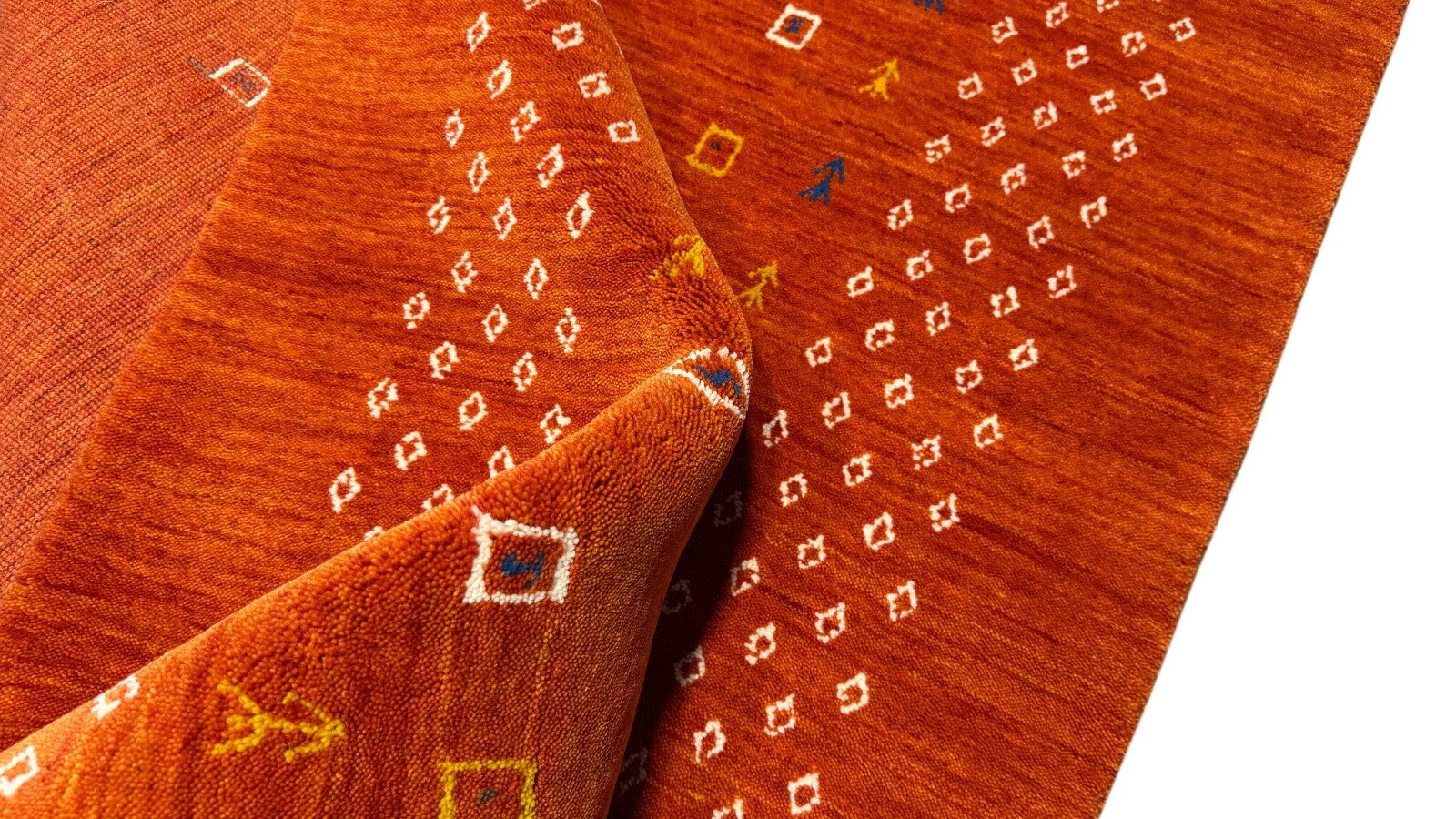 Terracotta Gabbeh Teppich 100% Wolle 120x180 cm Handgewebt Orientteppich AC4