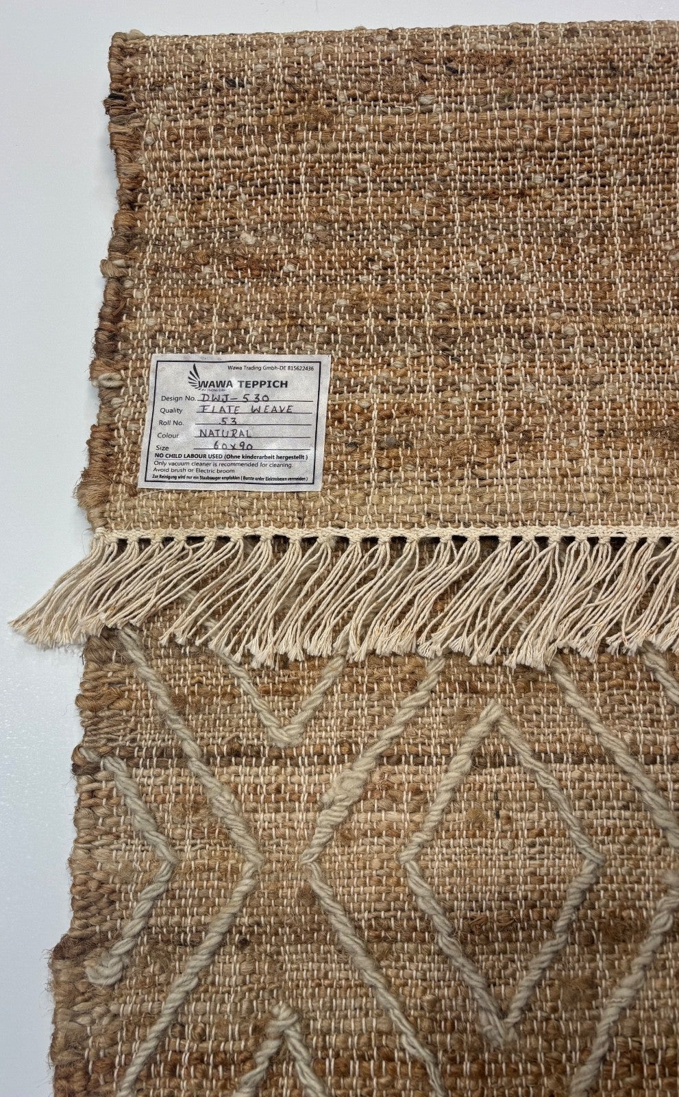 Jute Teppich 60x90 cm – Natur & Ethno Stil mit handgewebtem Muster D530