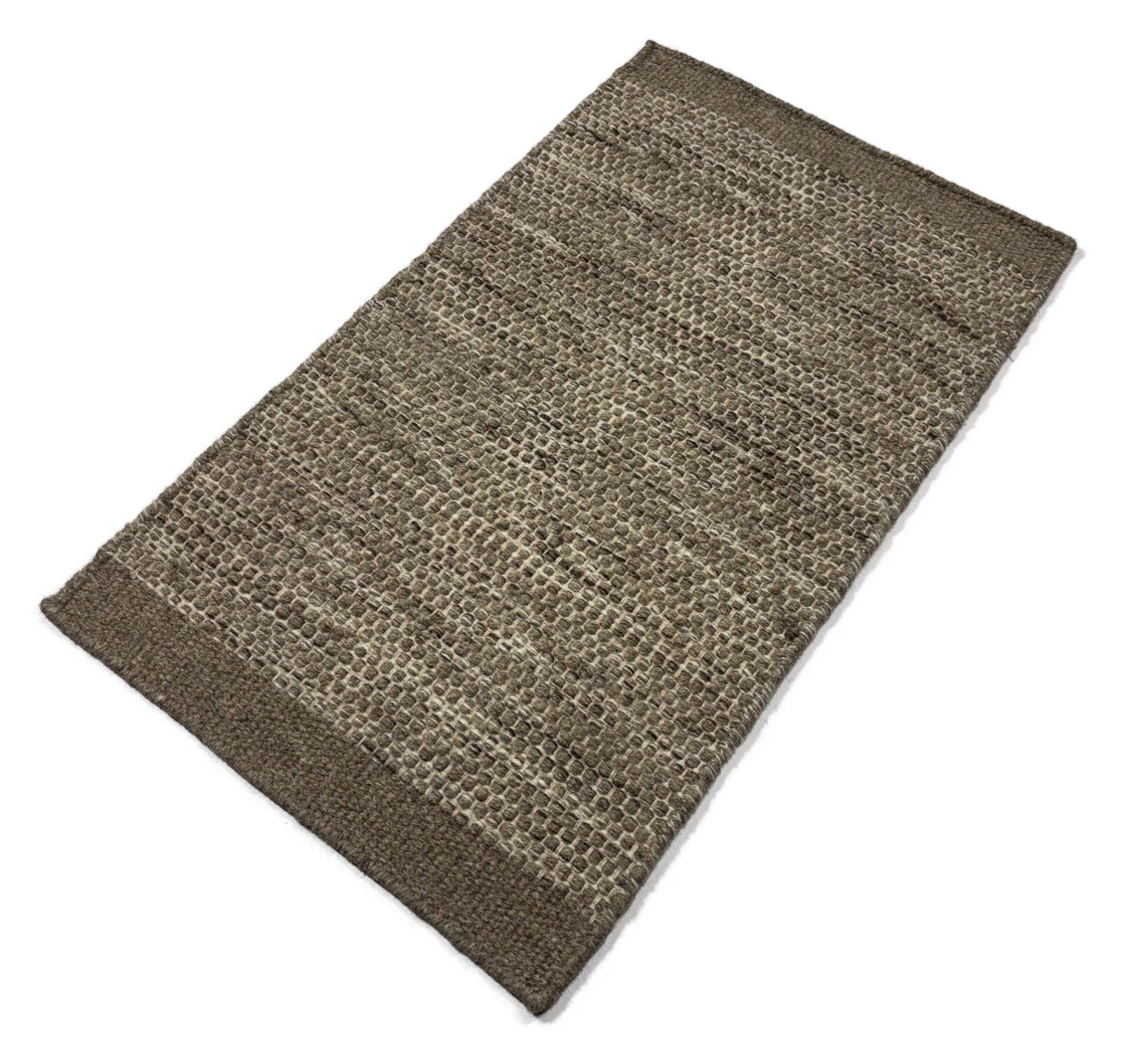 Kilim Dhurry Teppich 60x90cm Handgefertigt 100% Wolle Beige Naturfarbe D101