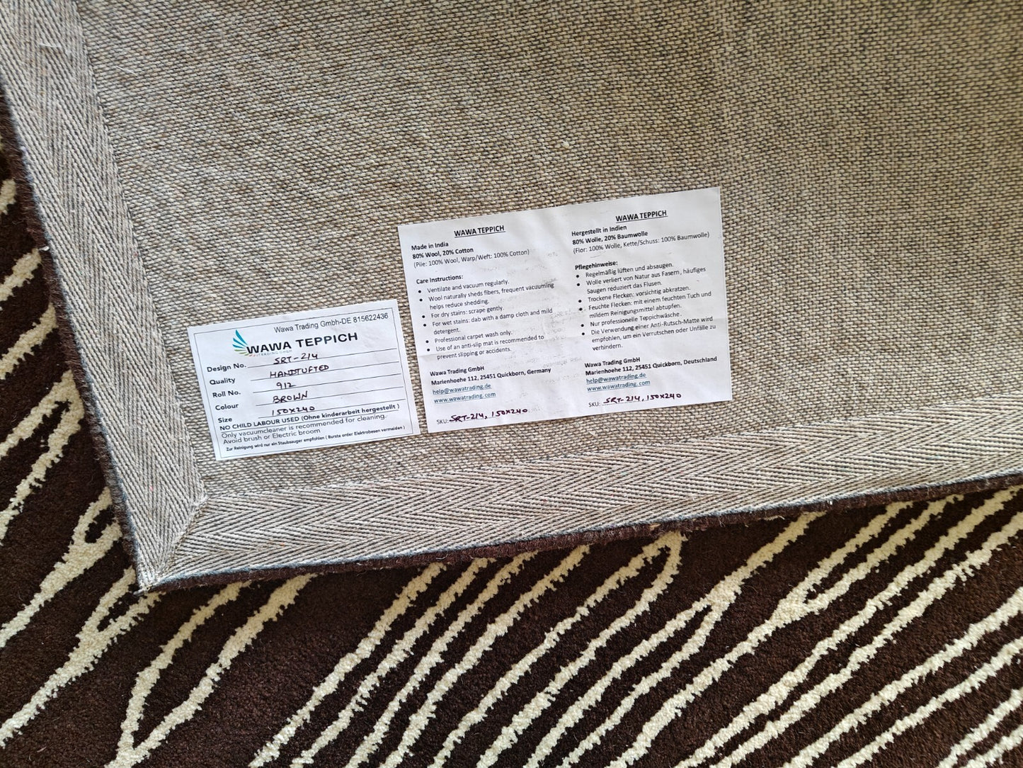 Handgetufteter Wolle Viskose teppich 150x240 braun Modern Wohnzimmer SH214
